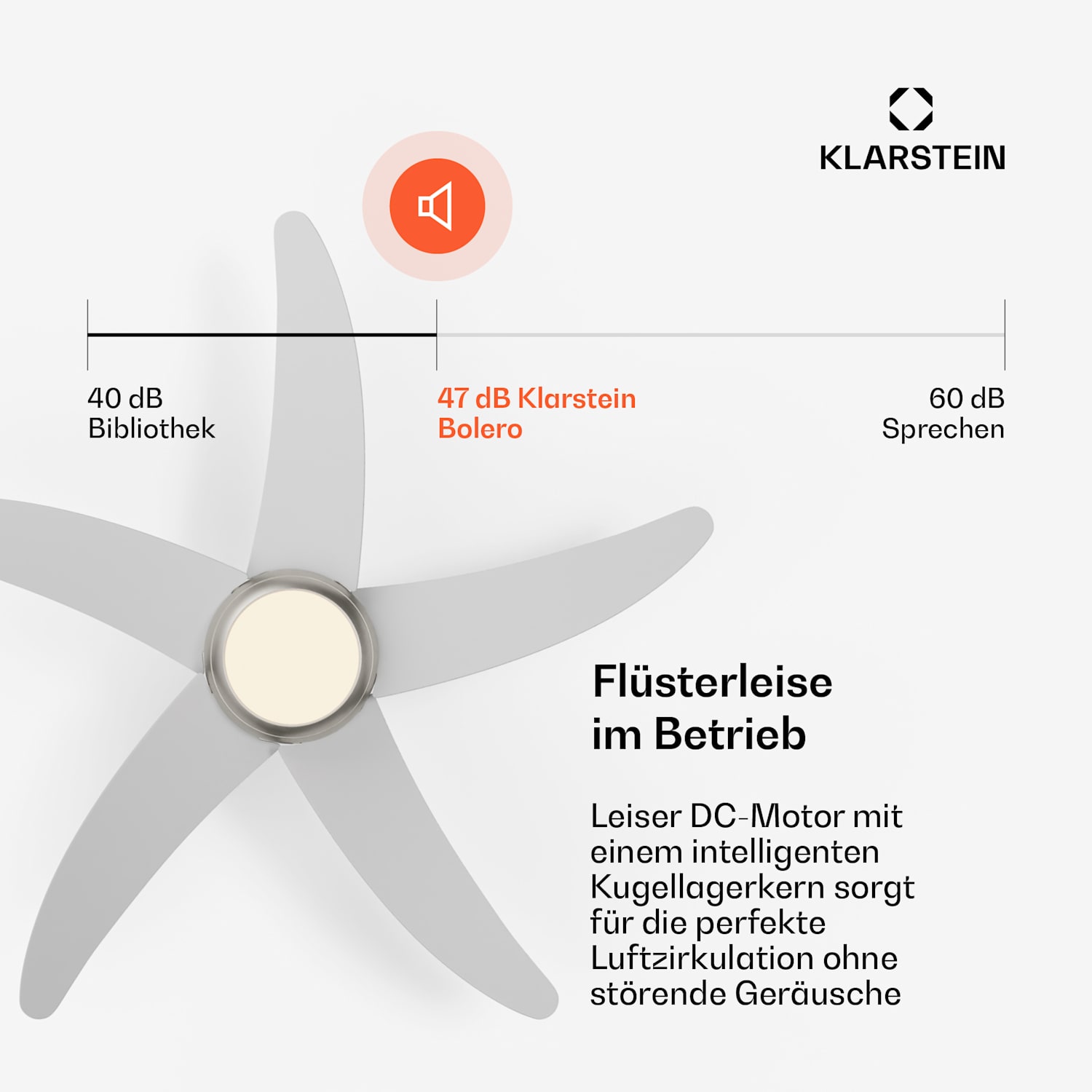 Bolero 2-in-1-Deckenventilator 132cm Leuchte 55W Fernbedienung App-Steuerung 2 Laufrichtungen 