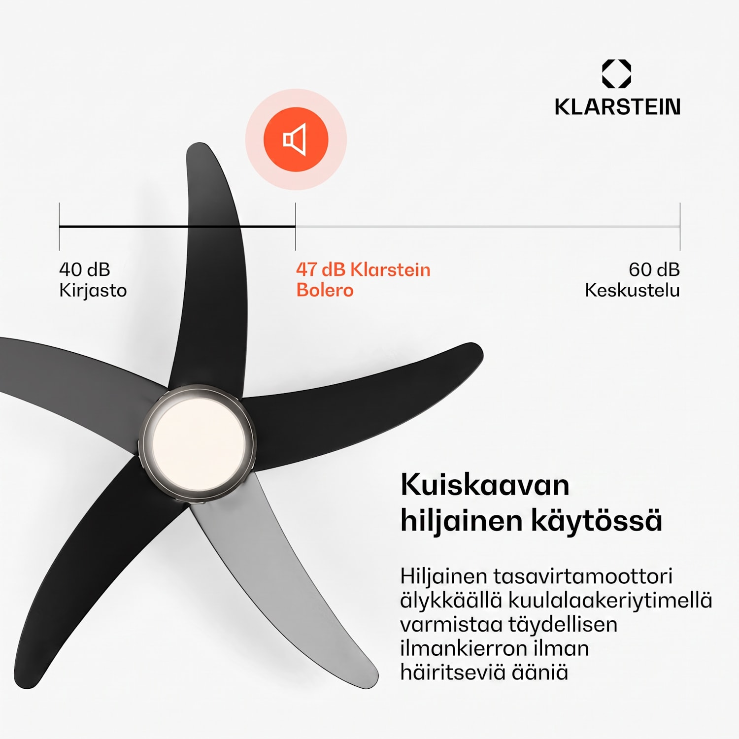 Bolero 2-in-1 -kattotuuletin 132 cm valot 55 W kaukosäädin sovellusohjaus 2 kiertosuuntaa 132 cm (huoneet 13-25 m²) | WIFI + kaukosäädin | Musta