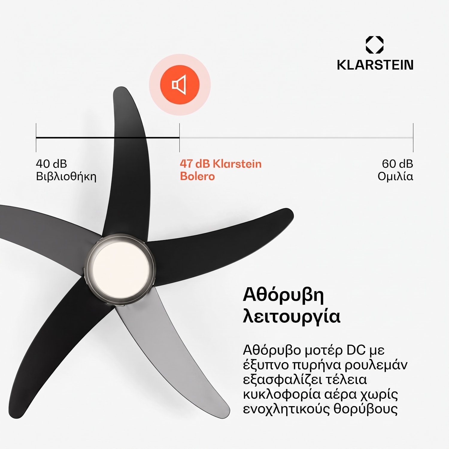 Bolero Smart 132 cm 55 W Ανεμιστήρας Οροφής με Φωτισμό Μαύρος 132 cm (δωμάτια 13–25 m²) | WIFI + Τηλεχειριστήριο | Μαύρο