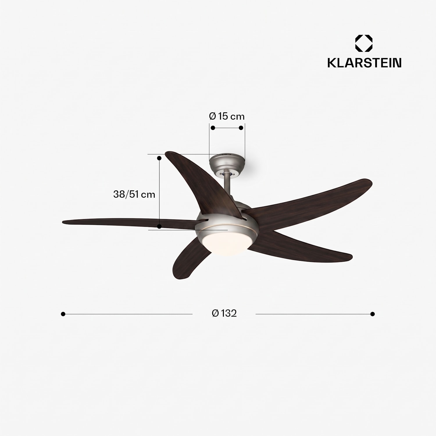 Bolero Smart 132 cm 55 W Ανεμιστήρας Οροφής με Φωτισμό Μαύρος 132 cm (δωμάτια 13–25 m²) | WIFI + Τηλεχειριστήριο | Μαύρο