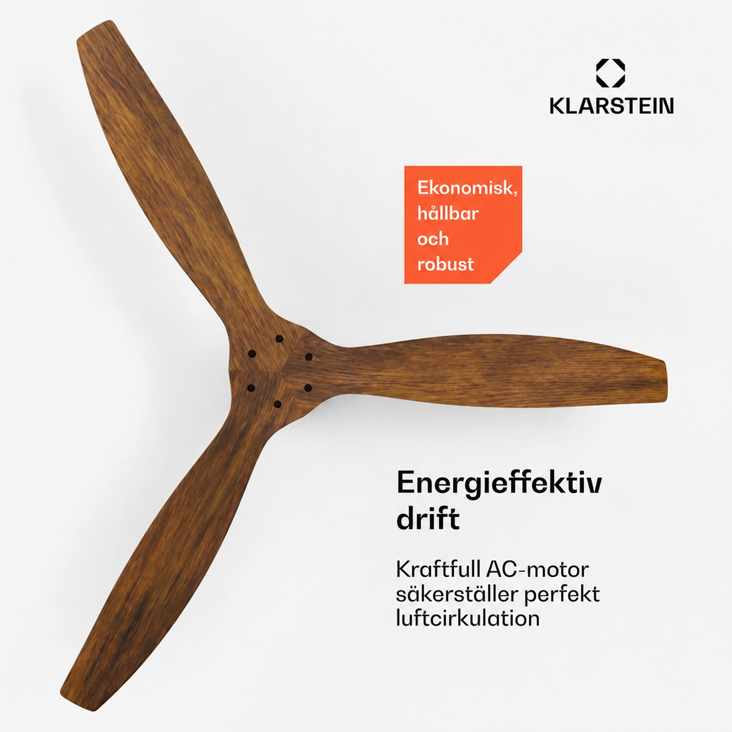  132 cm (rum 13–25 m²) | Fjärrkontroll | Valnöt