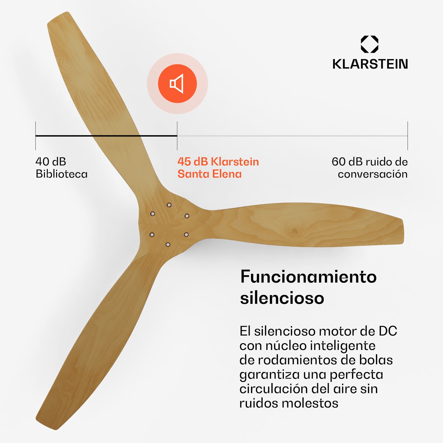 Ventilador de techo Smart Santa Elena 52" 10260m³/h palas de madera auténtica 6 niveles mando a distancia control App 132 cm (habitaciones de 13 a 25 m²) | WIFI + Control remoto | Arce