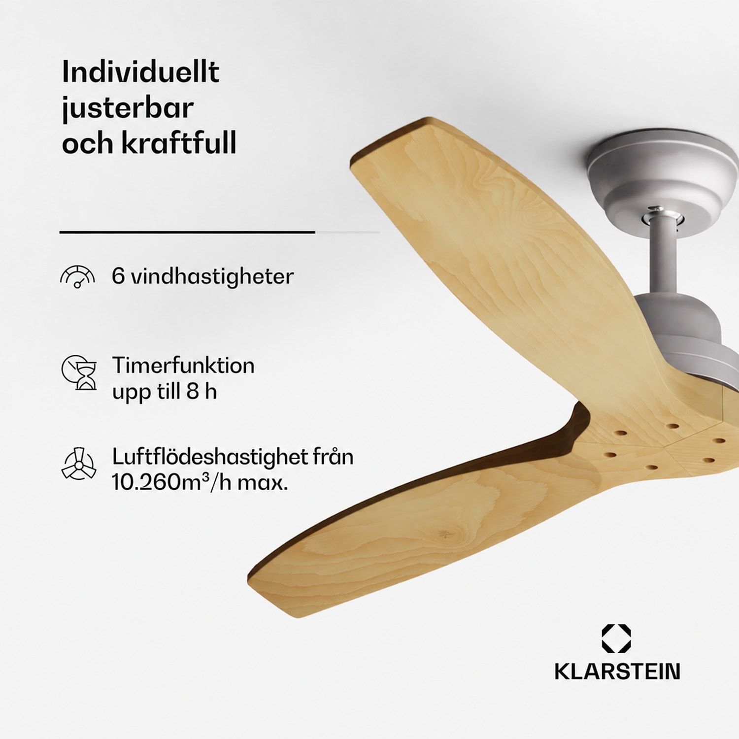  132 cm (rum 13–25 m²) | WIFI + Fjärrkontroll | Lönn