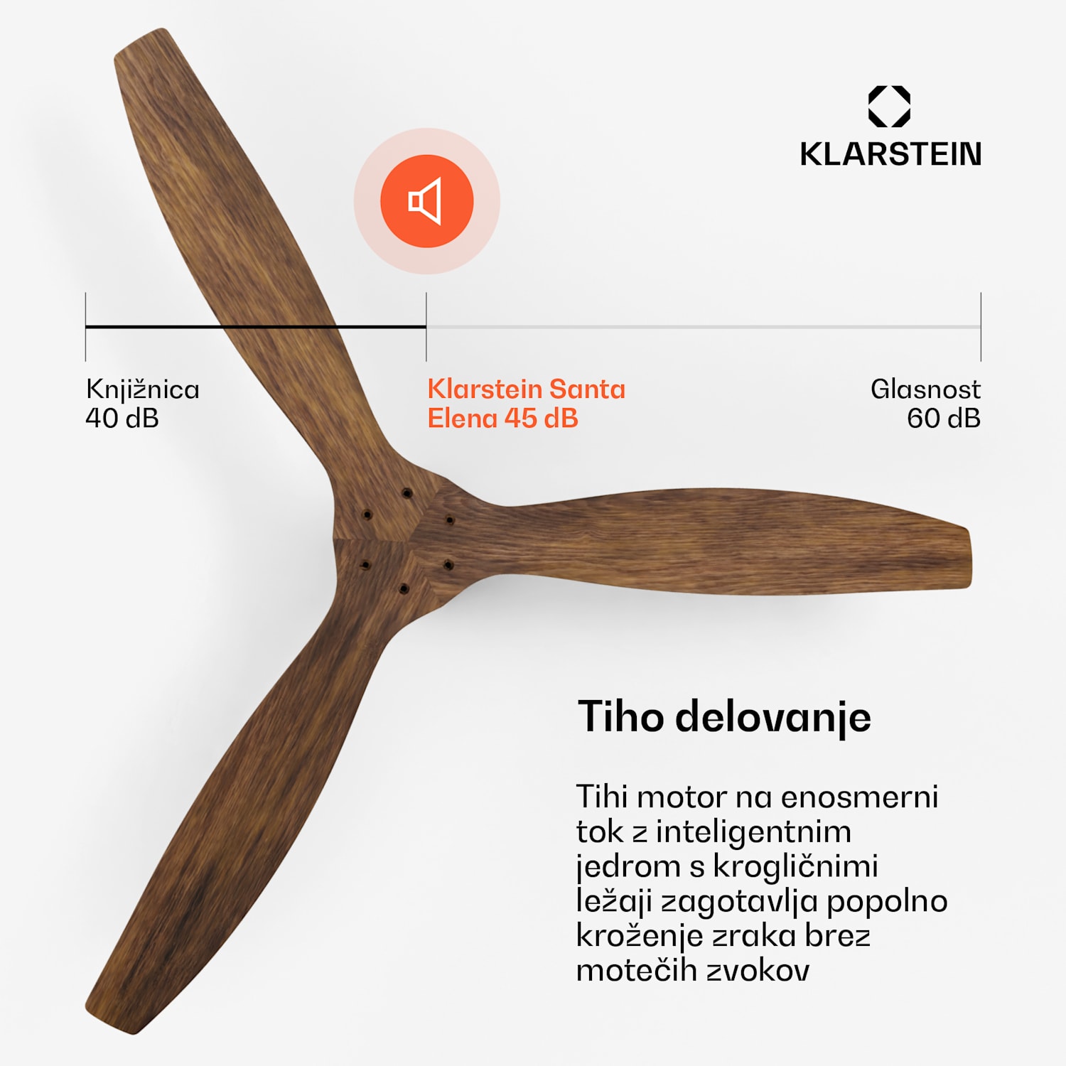 Santa Elena 52", Ø 132 cm, stropni ventilator, 10260 m³/h, lopatice iz pravega lesa, 6 nastavitev hitrosti, daljinski upravljalnik 132 cm (sobe 13–25 m²) | WIFI + daljinski upravljalnik | Oreh