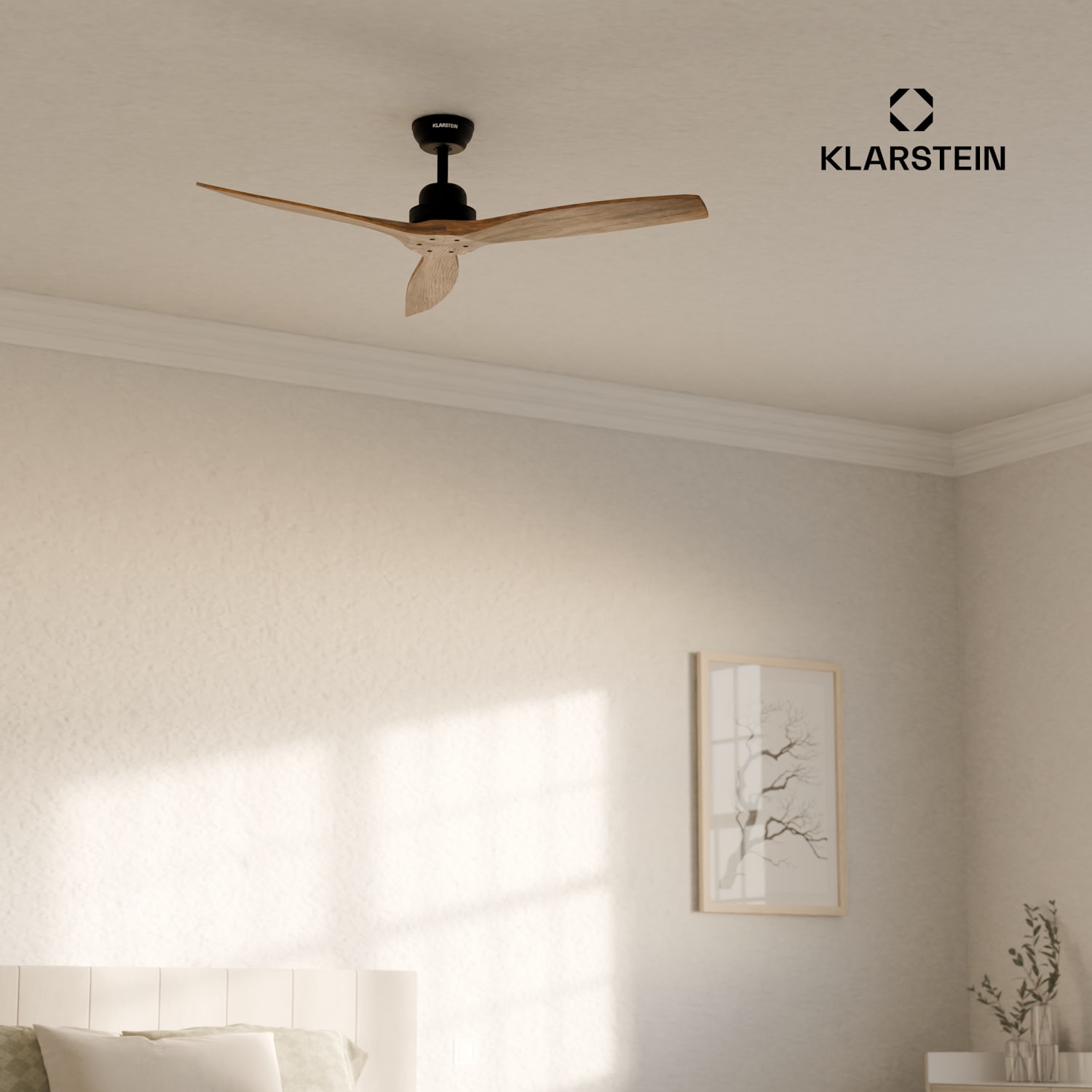 Santa Elena 52", Ø 132 cm, stropni ventilator, 10260 m³/h, lopatice iz pravega lesa, 6 nastavitev hitrosti, daljinski upravljalnik 132 cm (sobe 13–25 m²) | WIFI + daljinski upravljalnik | Oreh