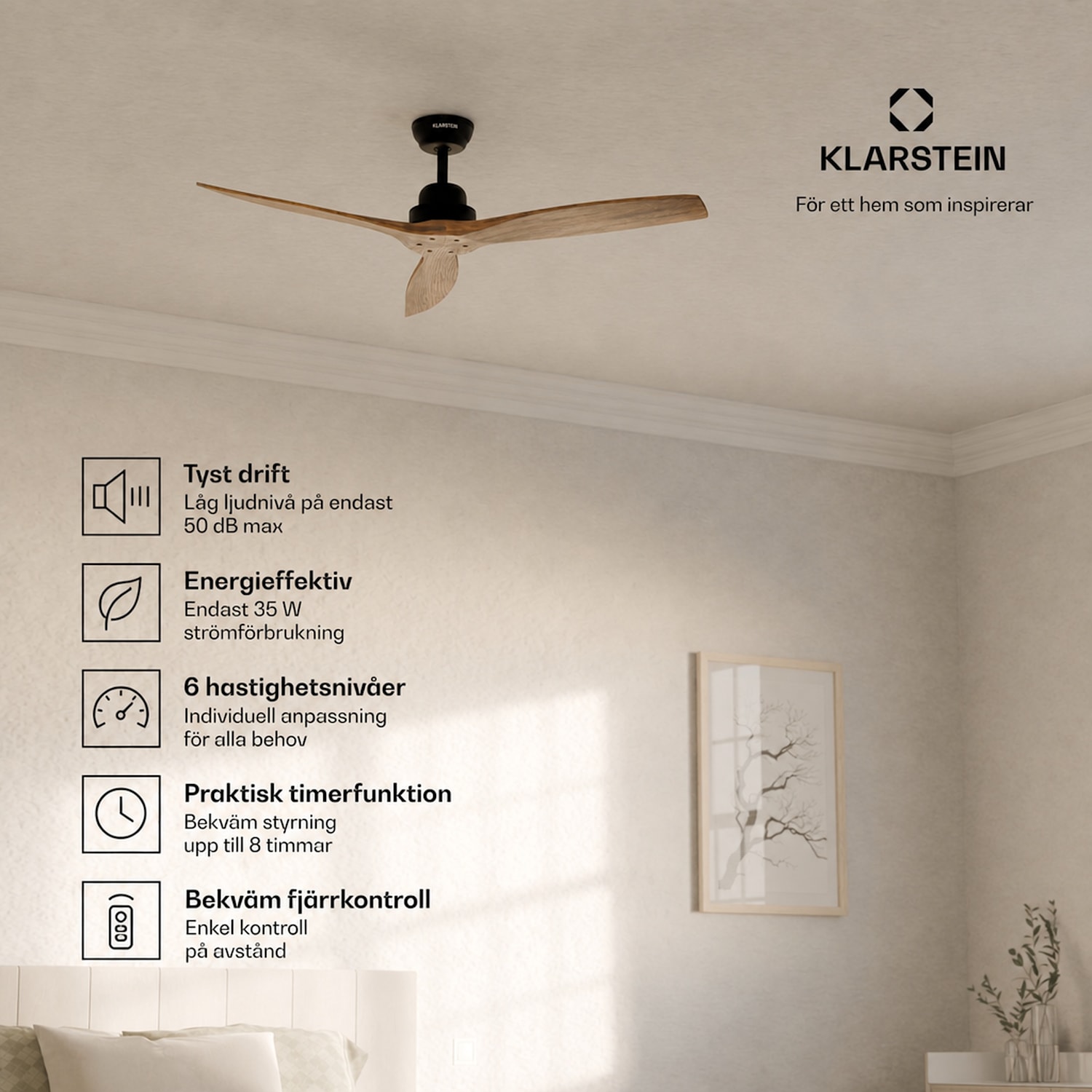  132 cm (rum 13–25 m²) | WIFI + Fjärrkontroll | Körsbär