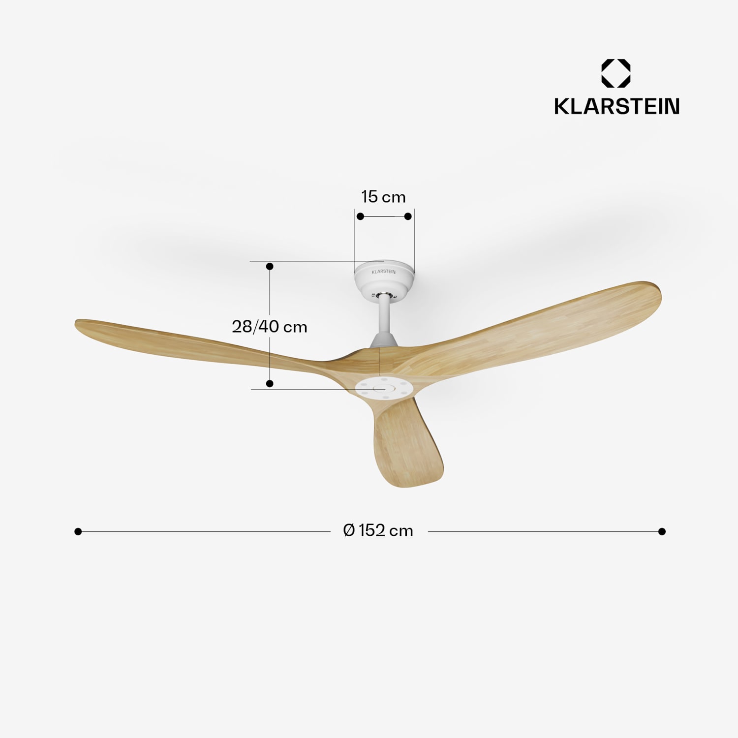 Bahama Breeze Smart Deckenventilator | Massivholz-Rotorblätter | Fernbedienung + App-Steuerung 