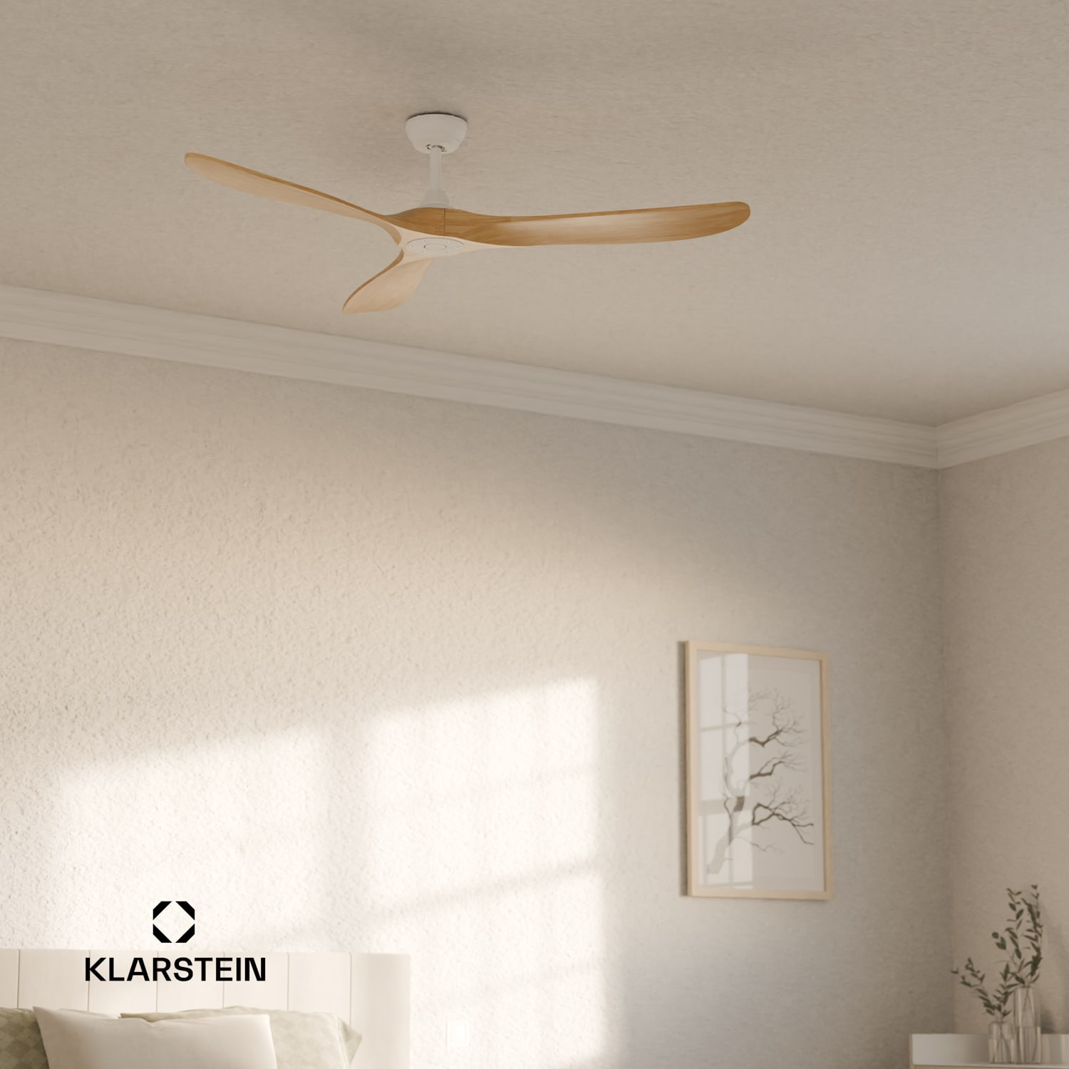 Pametni stropni ventilator Bahama Breeze, rotorske lopatice iz masivnega lesa, daljinski upravljalnik + upravljanje z aplikacijo 152 cm (sobe 25-30 m²) | WIFI + daljinski upravljalnik | Javorjeva