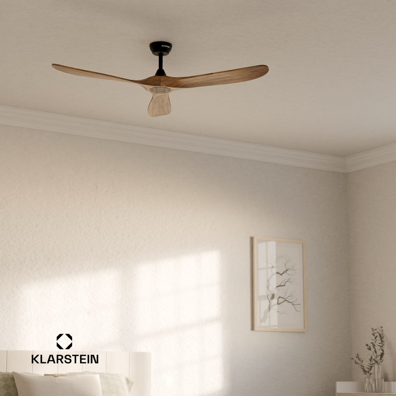 Stropní ventilátor Bahama Breeze Smart, lopatky rotoru z masivního dřeva, dálkové ovládání + ovládání pomocí aplikace 152 cm (místnosti 25-30 m²) | WIFI + dálkové ovládání | Ořech