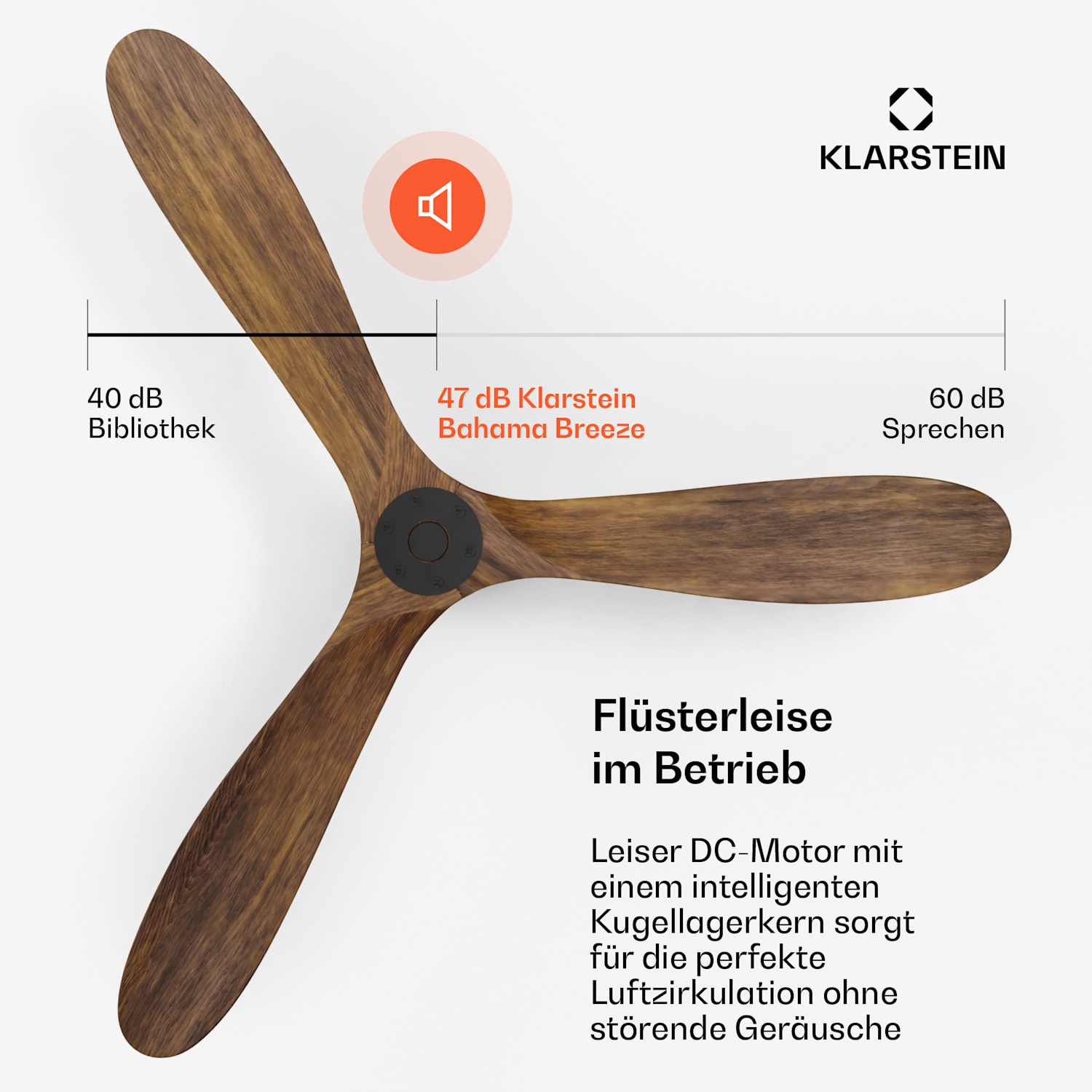 Bahama Breeze Smart Deckenventilator | Massivholz-Rotorblätter | Fernbedienung + App-Steuerung 152 cm (Räume 25-30 m²) | WLAN + Fernbedienung | Walnuss