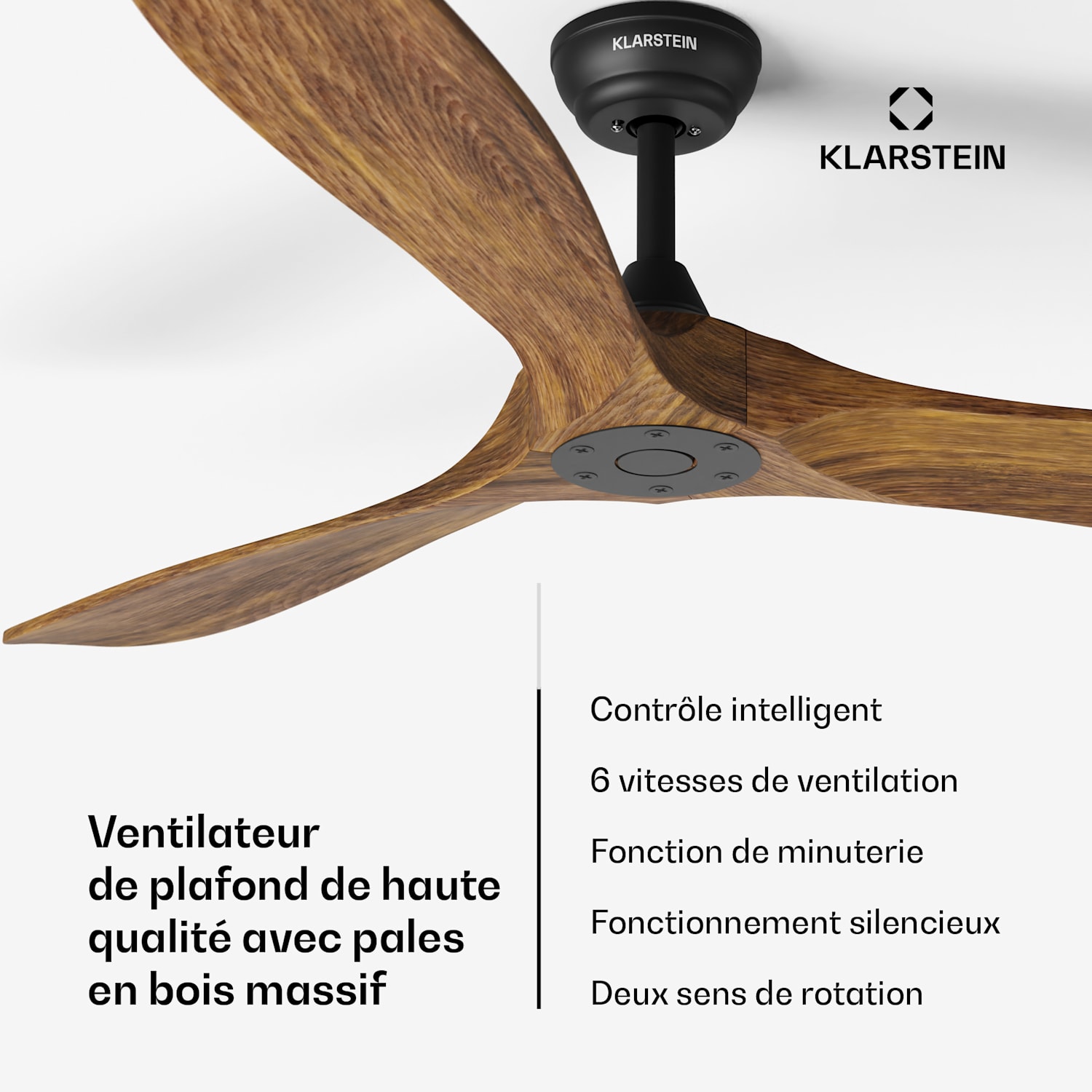Bahama Breeze Smart plafondventilator | massief houten rotorbladen | afstandsbediening + app-bediening 152 cm (kamers 25-30 m²) | WIFI + Afstandsbediening | Walnoot