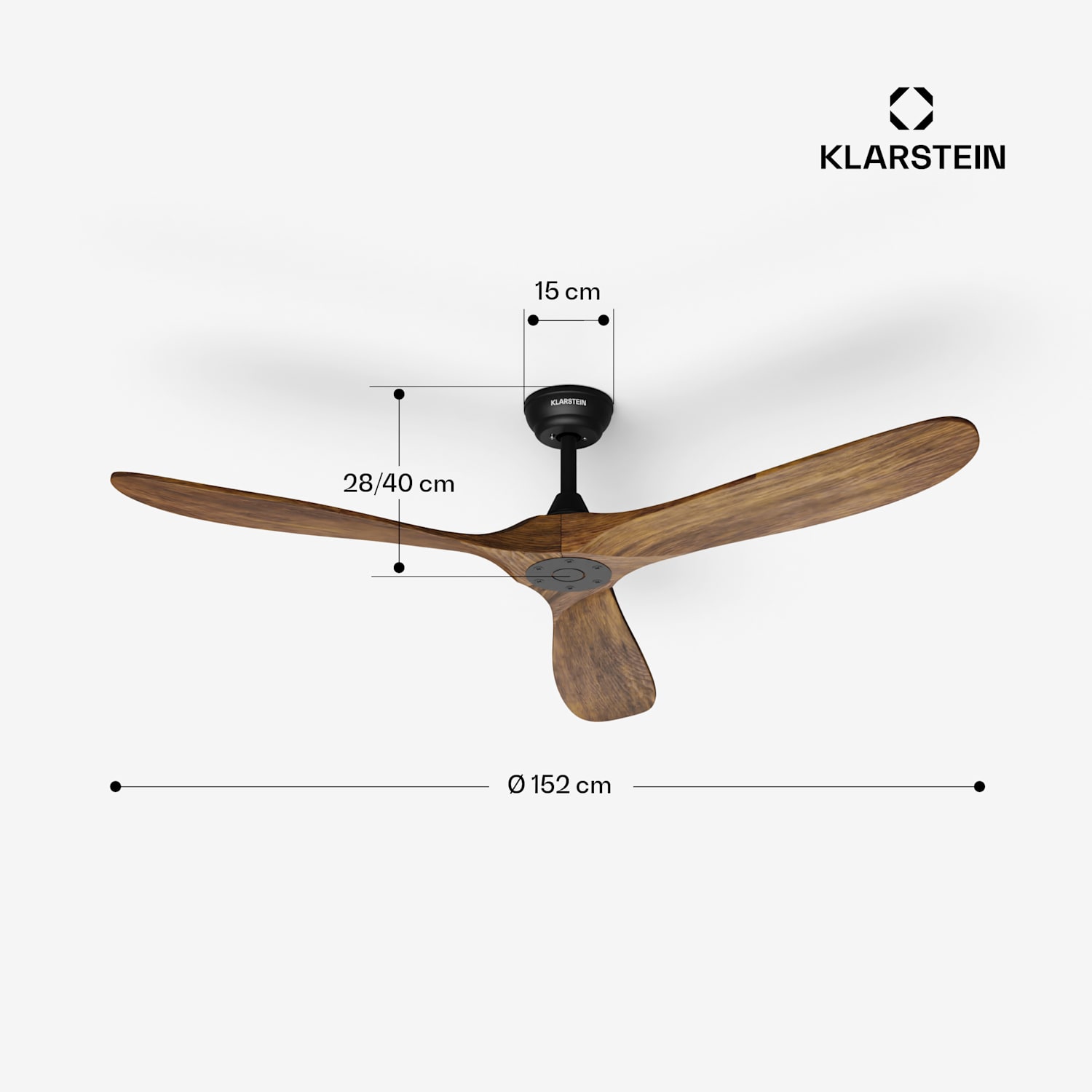 Ventilator de tavan Bahama Breeze Smart, palete rotor din lemn masiv, telecomandă + control prin aplicație 152 cm (camere 25-30 m²) | WIFI + telecomandă | Nuci