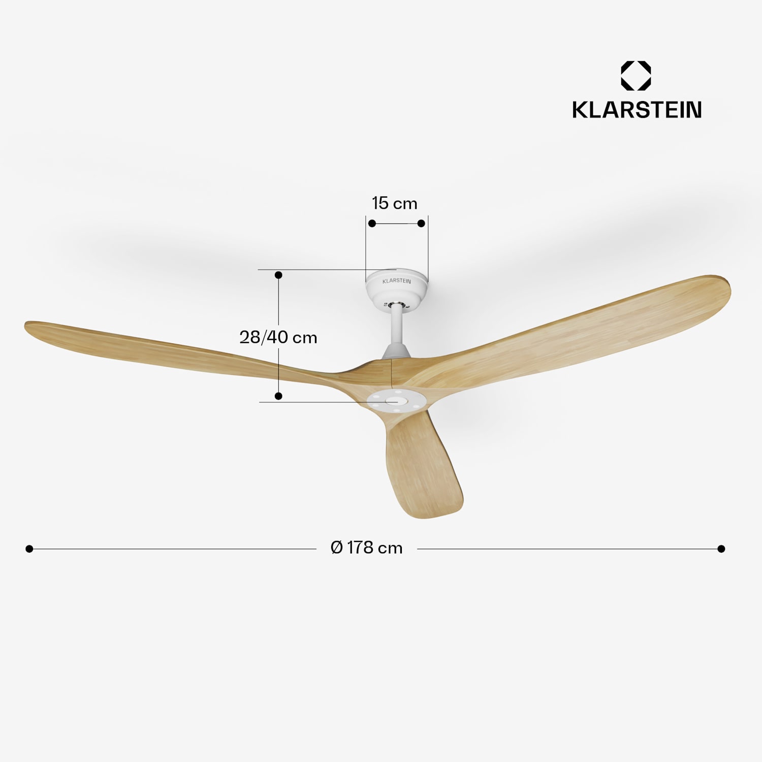 Bahama Breeze Smart Stropní ventilátor, lopatky rotoru z masivního dřeva, dálkové ovládání + ovládání pomocí aplikace 178 cm (místnosti 30-35 m²) | WIFI + dálkové ovládání | Javor