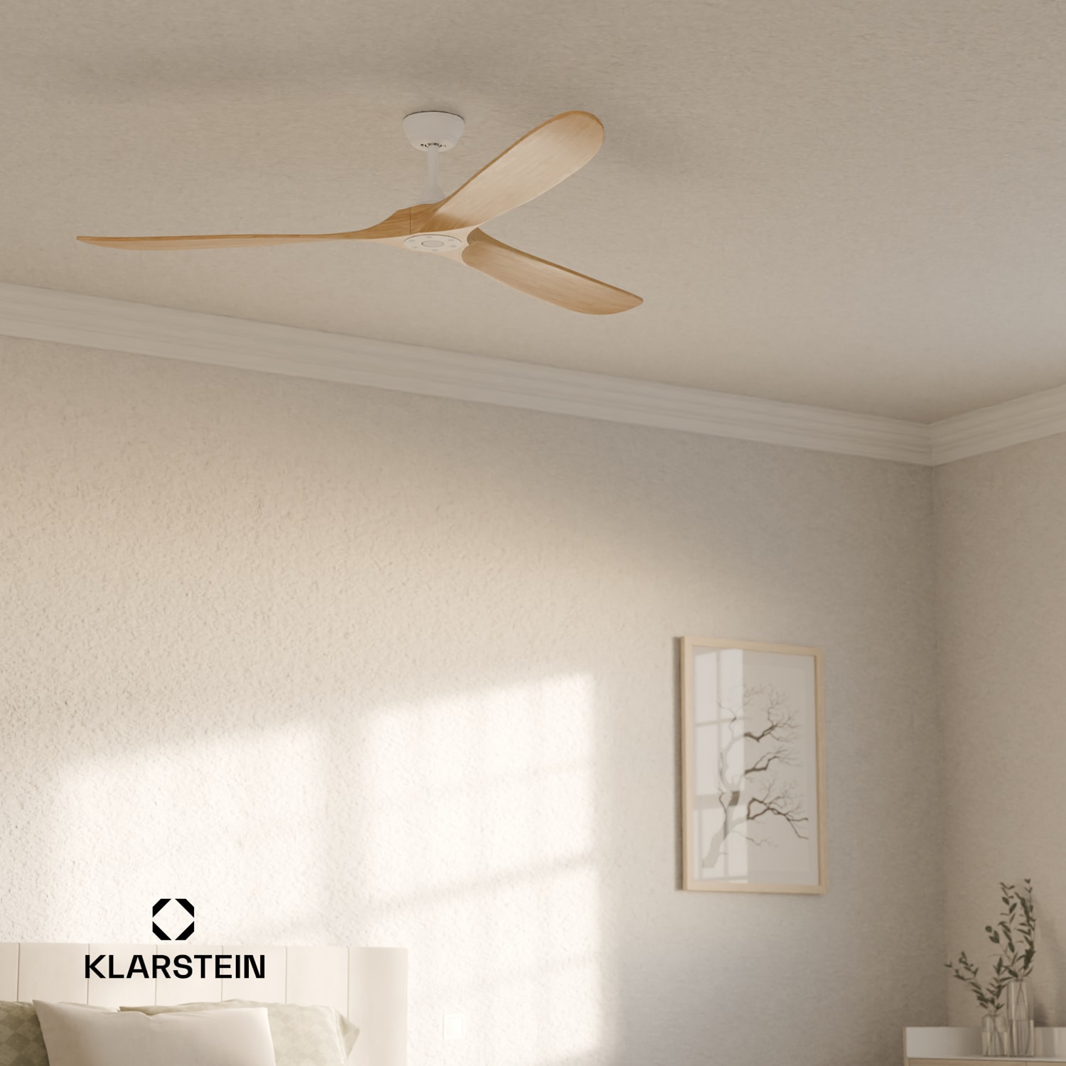 Bahama Breeze Smart Stropní ventilátor, lopatky rotoru z masivního dřeva, dálkové ovládání + ovládání pomocí aplikace 178 cm (místnosti 30-35 m²) | WIFI + dálkové ovládání | Javor