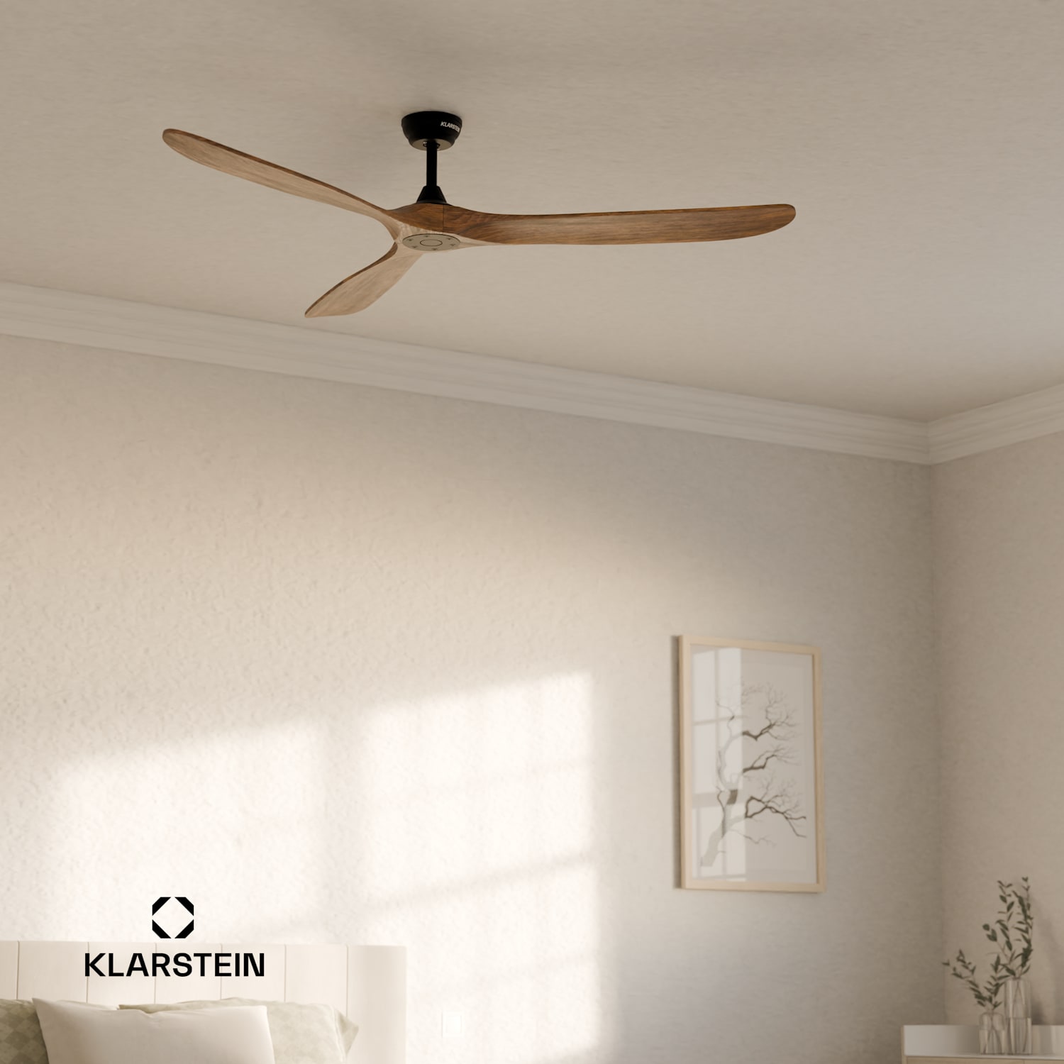 Bahama Breeze - Ventilatore da soffitto smart | Pale del rotore in legno massiccio | Telecomando + controllo tramite app 