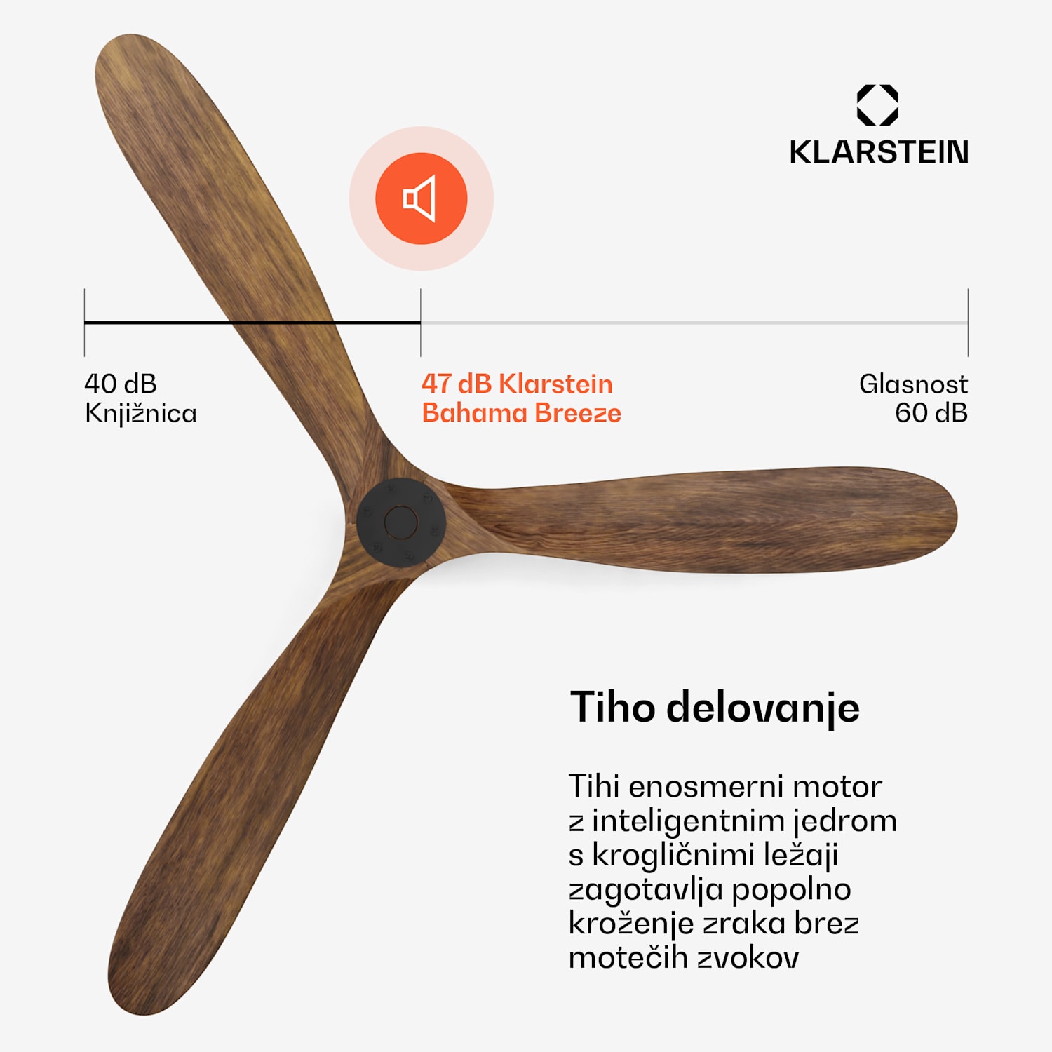 Pametni stropni ventilator Bahama Breeze, rotorske lopatice iz masivnega lesa, daljinski upravljalnik + upravljanje z aplikacijo 178 cm (sobe 30-35 m²) | WIFI + daljinski upravljalnik | Oreh
