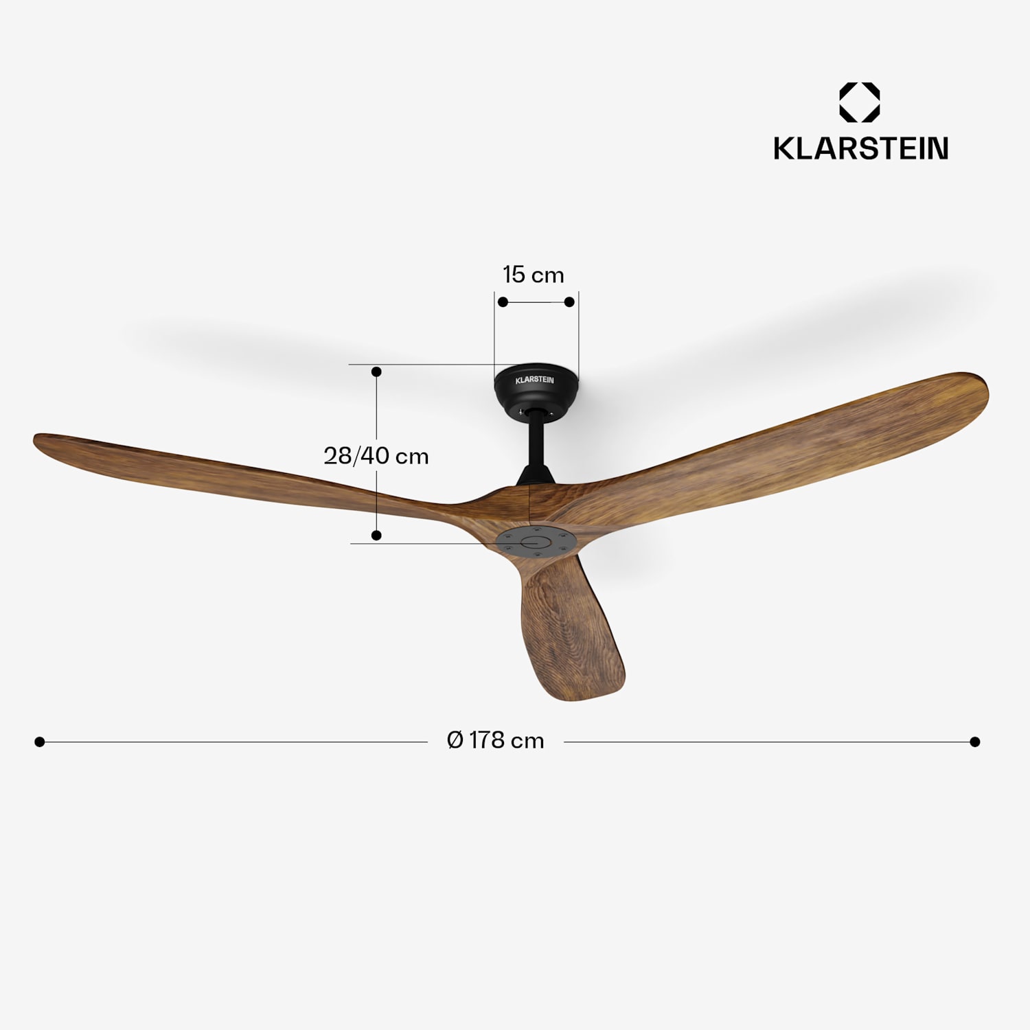 Pametni stropni ventilator Bahama Breeze, rotorske lopatice iz masivnega lesa, daljinski upravljalnik + upravljanje z aplikacijo 178 cm (sobe 30-35 m²) | WIFI + daljinski upravljalnik | Oreh