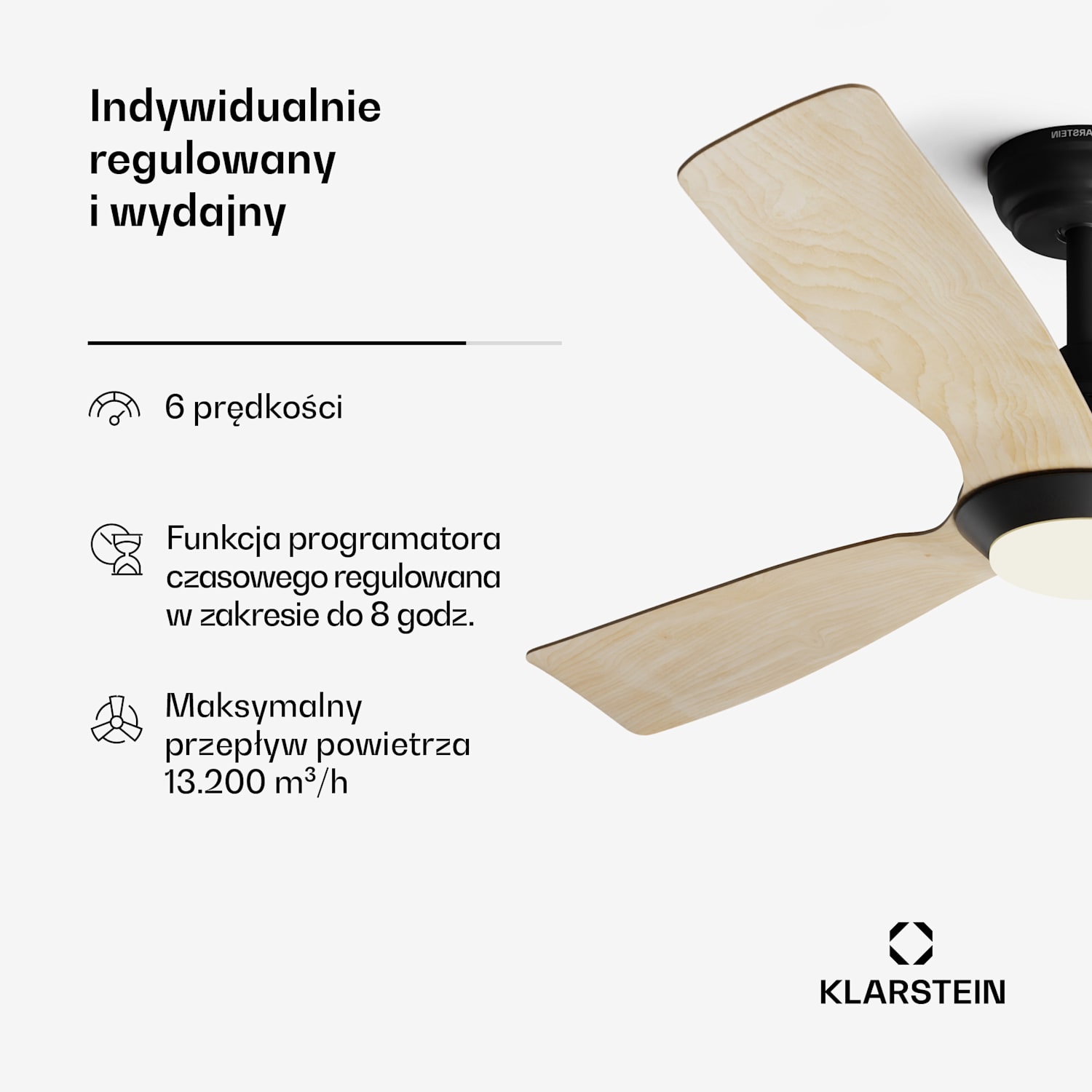 Fiji Flow 2 w 1 Smart, wentylator sufitowy, Ø 132 cm, lampa LED, pilot zdalnego sterowania, sterowanie za pomocą aplikacji, 2 kierunki obrotów 132 cm (pomieszczenia 13–25 m²) | WIFI + Pilot zdalnego sterowania | Klon
