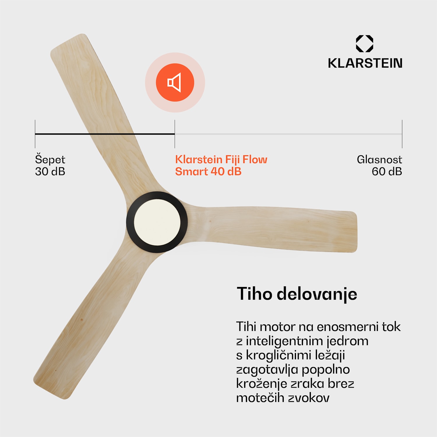 Fiji Flow 2 v 1 Smart, stropni ventilator, Ø 132 cm, LED lučka, daljinski upravljalnik, upravljanje preko aplikacije, 2 smeri delovanja 132 cm (sobe 13–25 m²) | WIFI + daljinski upravljalnik | Javorjeva