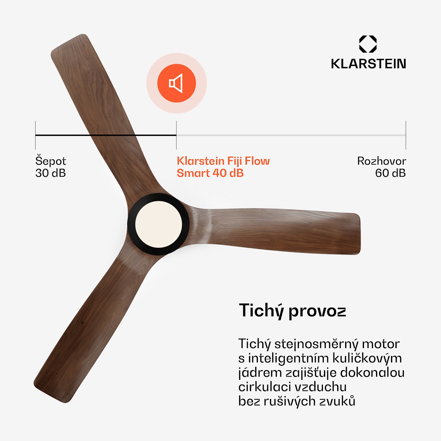 Fiji Flow 2 v 1 Smart, stropní ventilátor, Ø 132 cm, stmívatelné LED světlo, dálkové ovládání, ovládání přes aplikaci, obousměrný provoz 132 cm (místnosti 13–25 m²) | WIFI + dálkové ovládání | Ořech