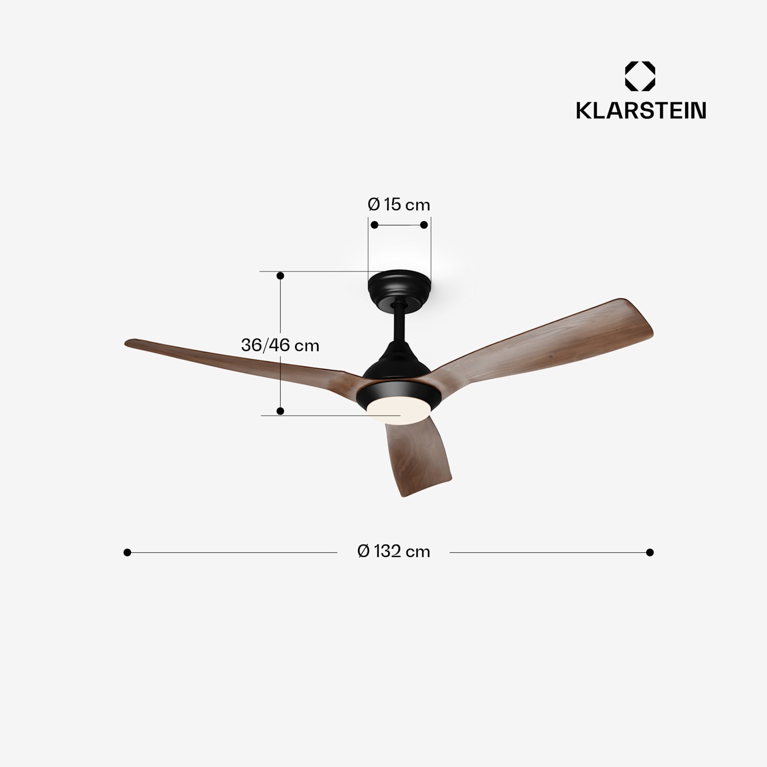 Fiji Flow ventilateur de plafond 2 en 1, 132 cm lampe LED télécommande contrôle par application 2 sens de marche dimmable 132 cm (pièces de 13 à 25 m²) | WIFI + Télécommande | Noyer