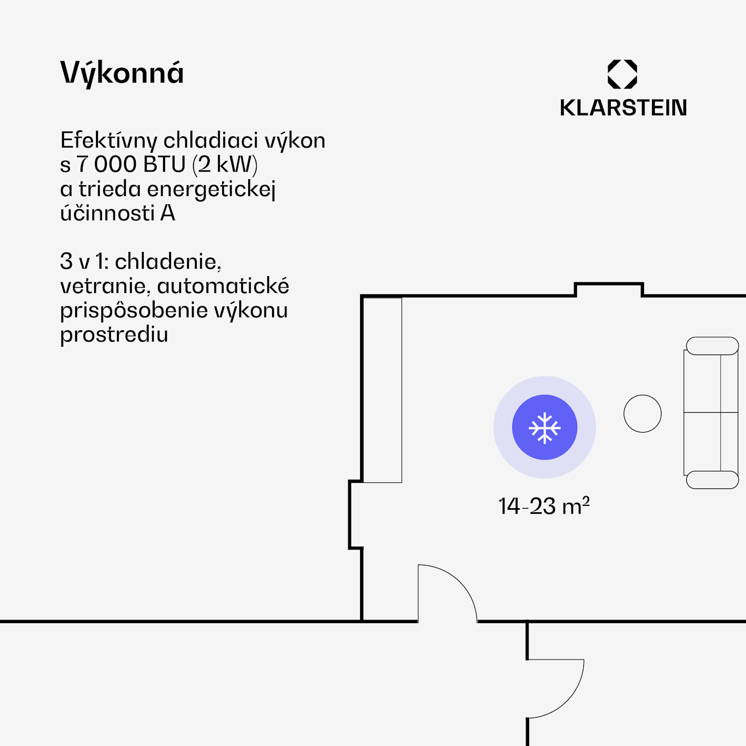 Breeze Box 7K Smart PAC klimatizácia, režim 3 v 1, Inteigentné ovládanie, do 25 m², 24-hodinový časovač, mobilná 7.000 BTU | Biela