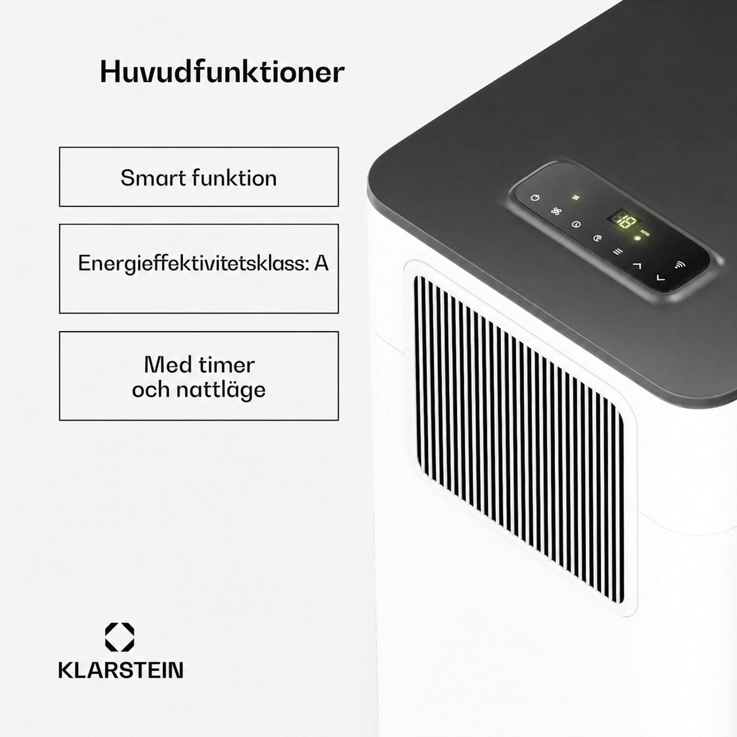 Breeze Box 7K Smart PAC luftkonditionering | 3-i-1-läge | Smart Control | upp till 25 m² | 24h-timer | portabel 7.000 BTU | Vit