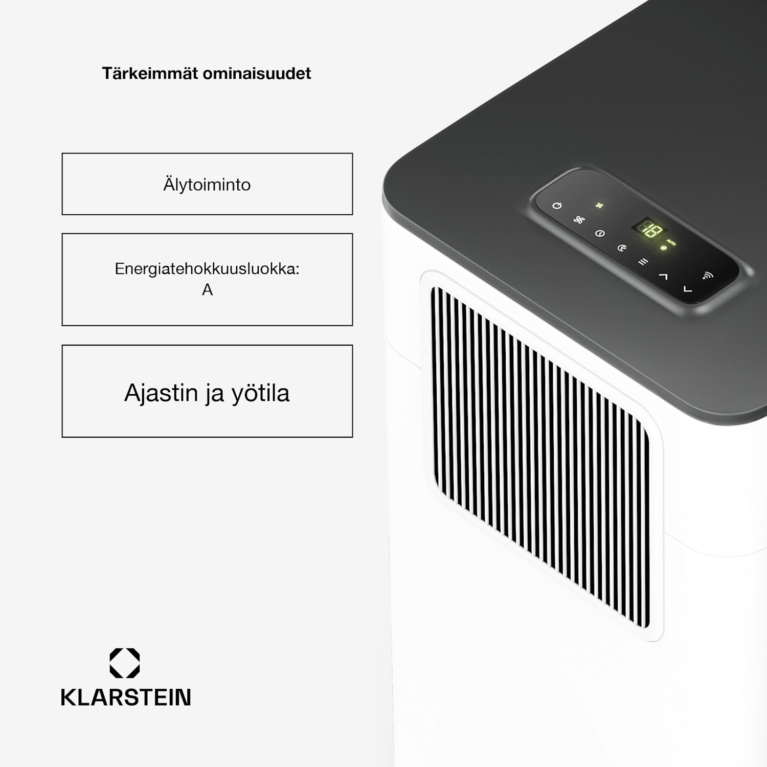 Breeze Box 9K Smart PAC -ilmastointilaite | 3 in 1 -tila | Smart Control | jopa 32 m² | 24 tunnin ajastin | siirrettävä 9.000 BTU | Valkoinen