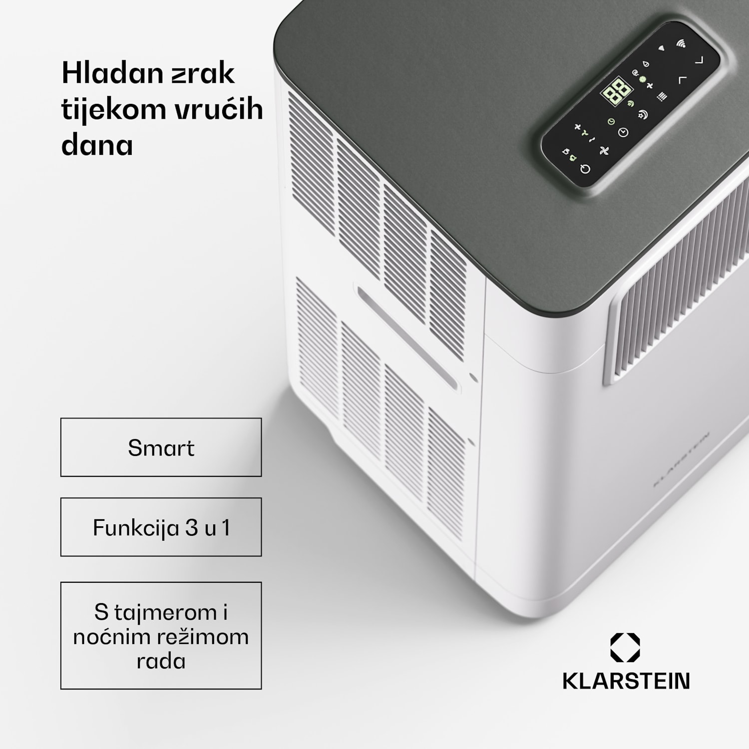 Breeze Box 9K Smart PAC klima uređaj, režim 3 u 1| Inteligentna kontrola, do 32 m², 24-satni tajmer, prijenosni 9.000 BTU | Bijela