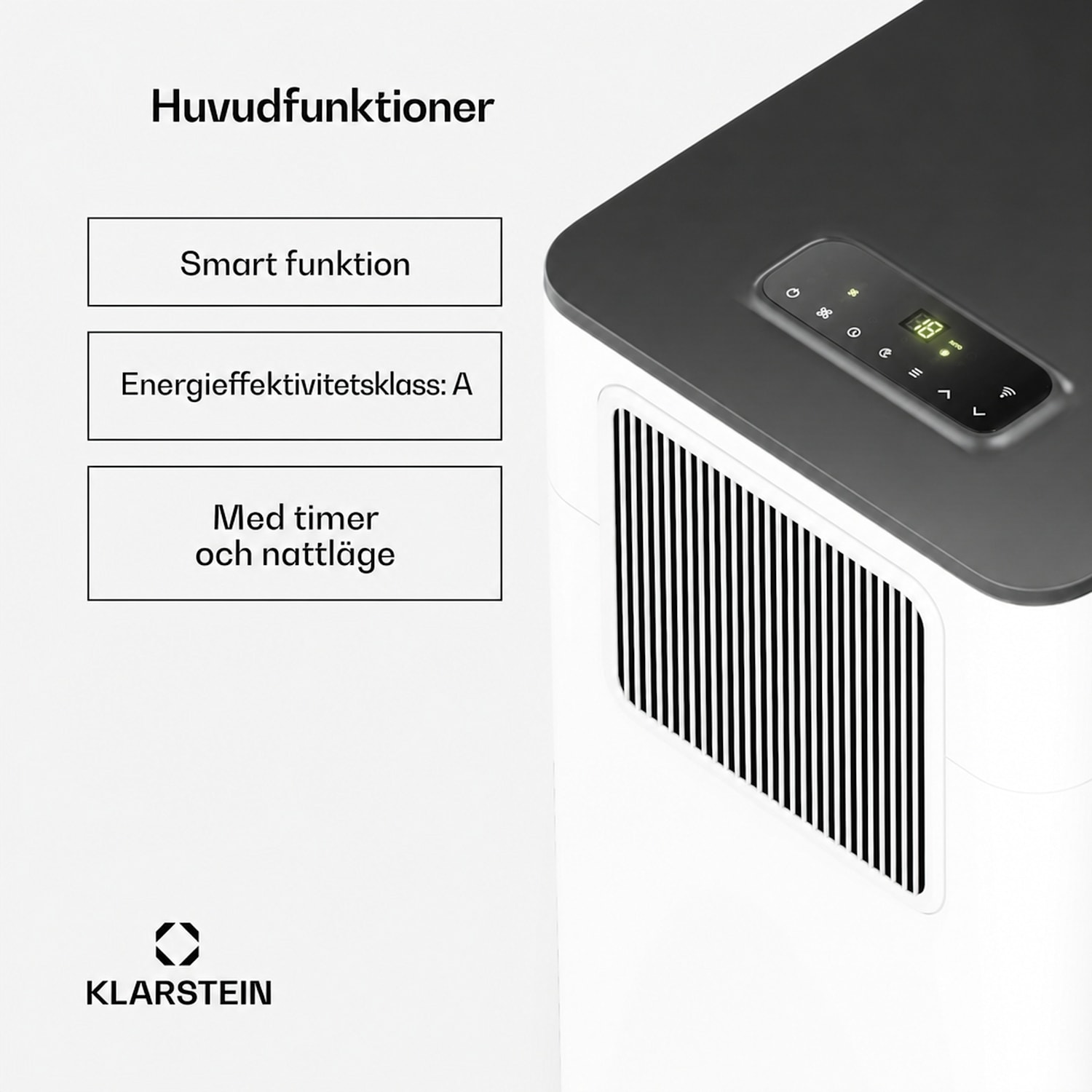 Breeze Box 9K Smart PAC luftkonditionering | 3-i-1-läge | Smart Control | upp till 25 m² | 24h-timer | portabel 9.000 BTU | Vit