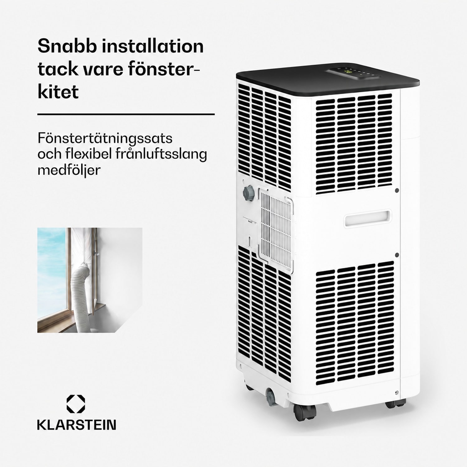 Breeze Box 9K Smart PAC luftkonditionering | 3-i-1-läge | Smart Control | upp till 25 m² | 24h-timer | portabel 9.000 BTU | Vit