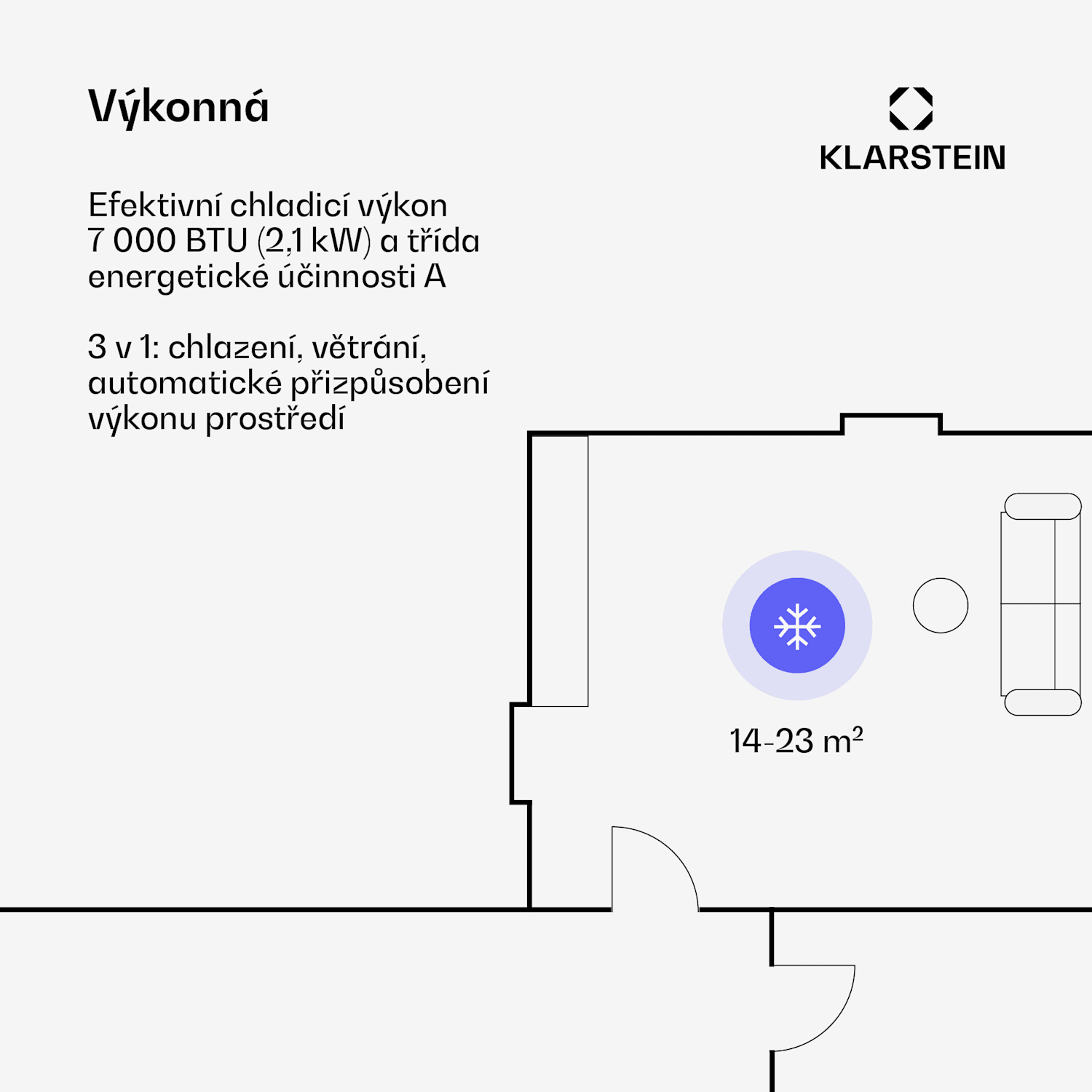 Aero Ring 7K, Smart, klimatizace, 7 000 BTU, mobilní a inteligentní, pro max. 25 m², hlasové ovládání 