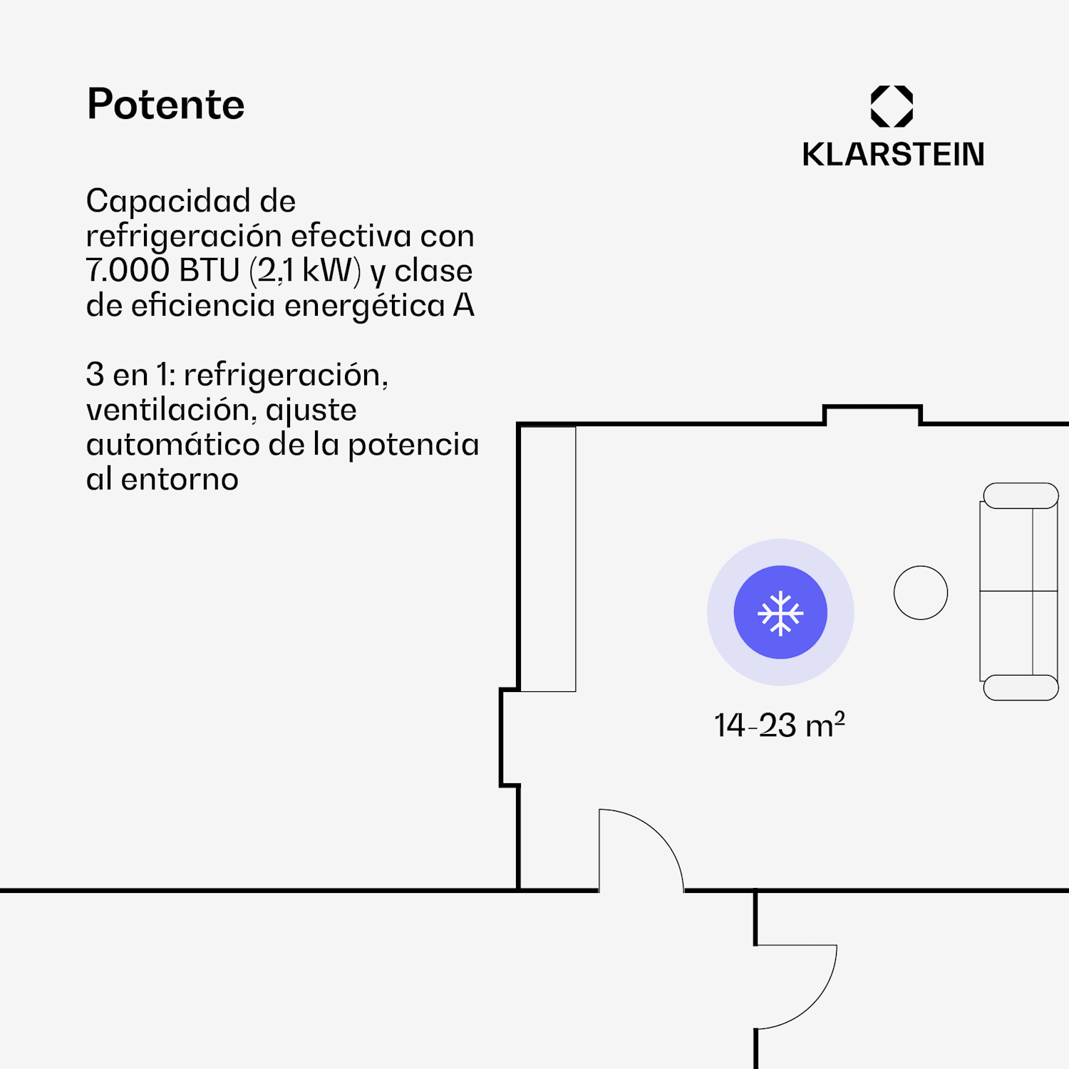 Aero Ring 7K aire acondicionado 7.000 BTU móvil y inteligente para max. 25 m² con control por voz 7.000 BTU | Negro
