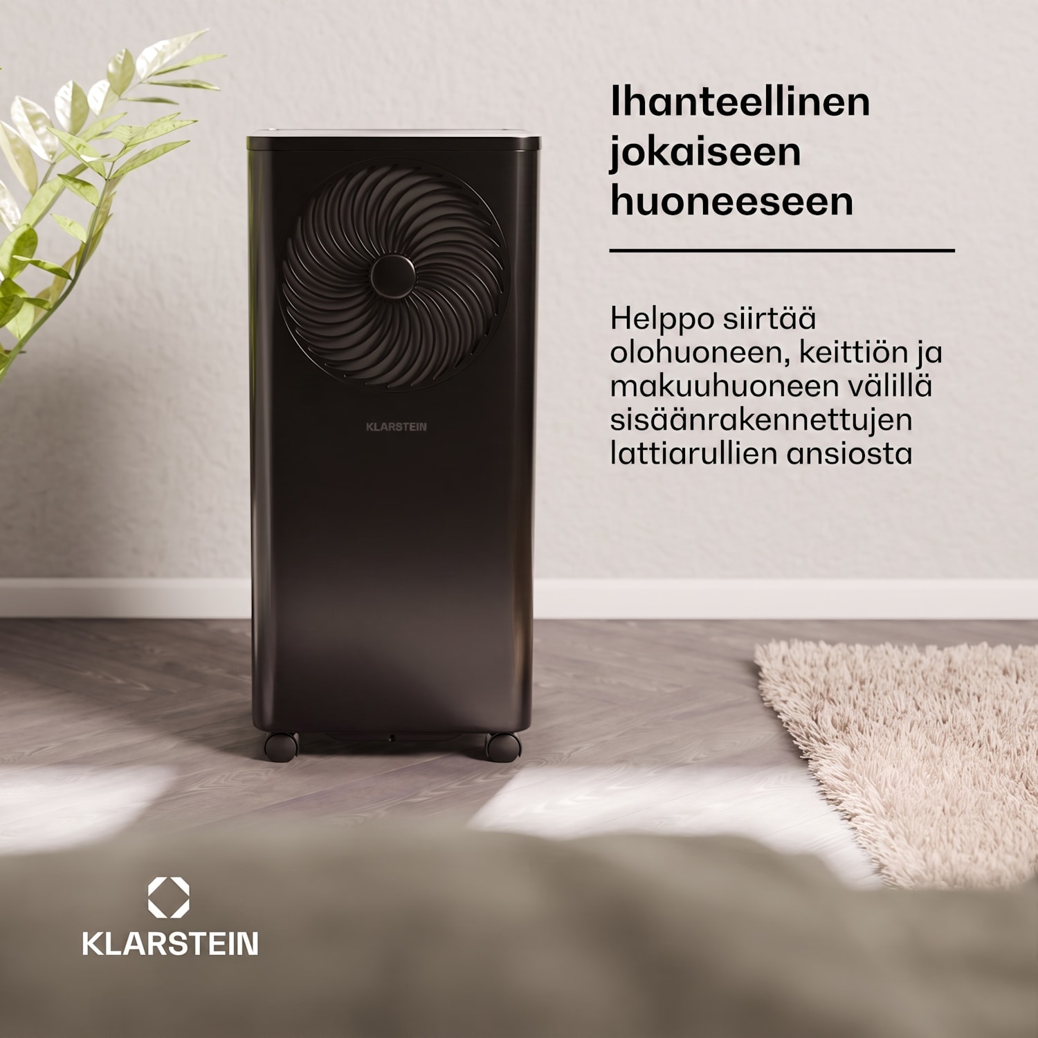 Aero Ring 7K ilmastointilaite 7000 BTU siirrettävä ja älykäs max. 25 m², puheohjaus 7.000 BTU | Musta