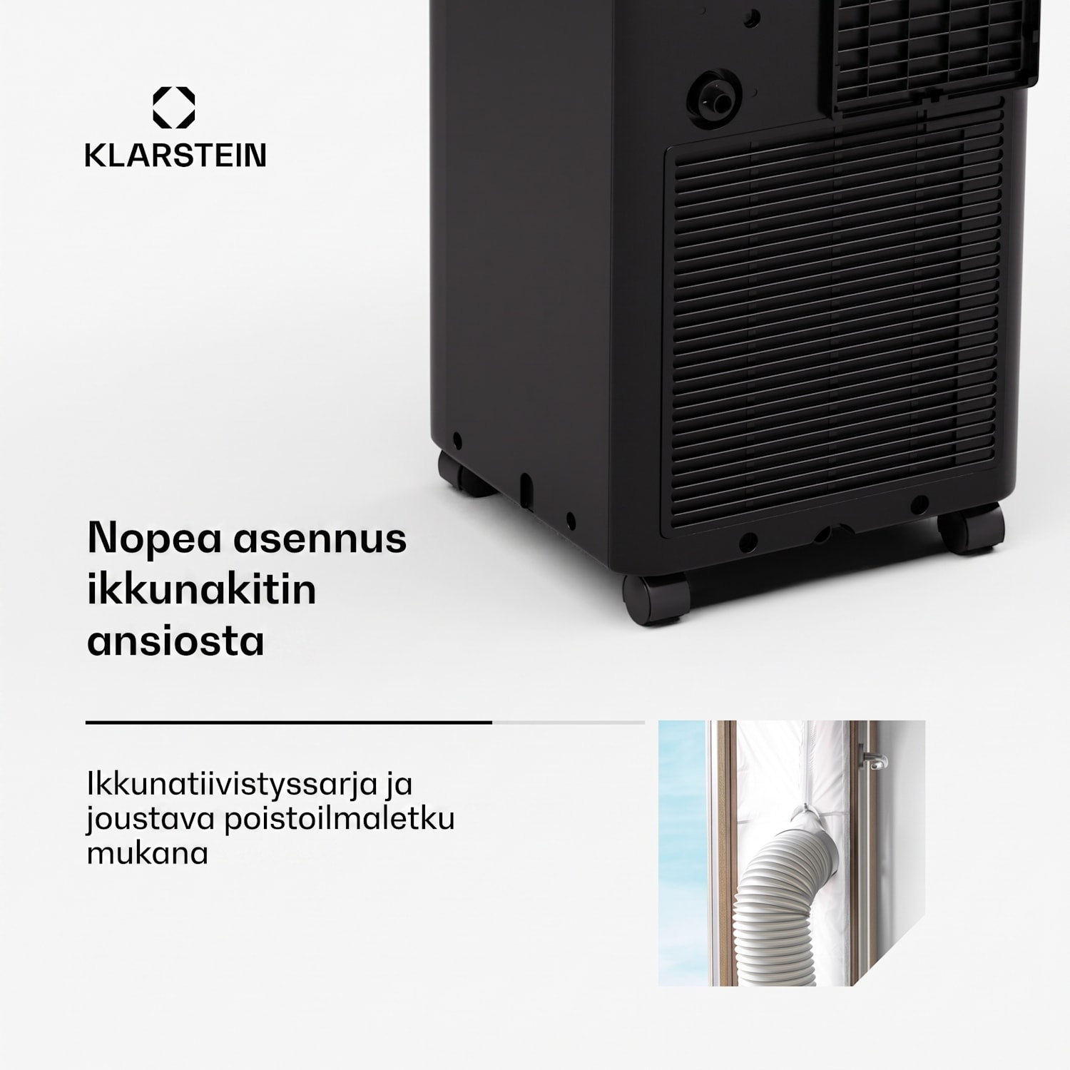 Aero Ring 7K ilmastointilaite 7000 BTU siirrettävä ja älykäs max. 25 m², puheohjaus 7.000 BTU | Musta