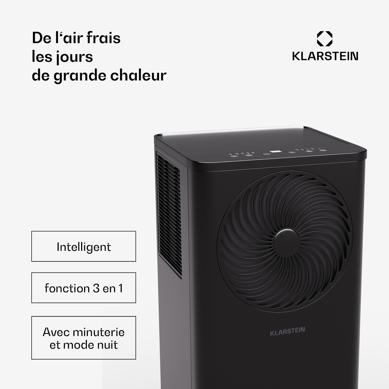 Aero Ring 7K climatiseur mobile intelligent 7 000 BTU pour max. 25 m² avec commande vocale 7.000 BTU | Noir
