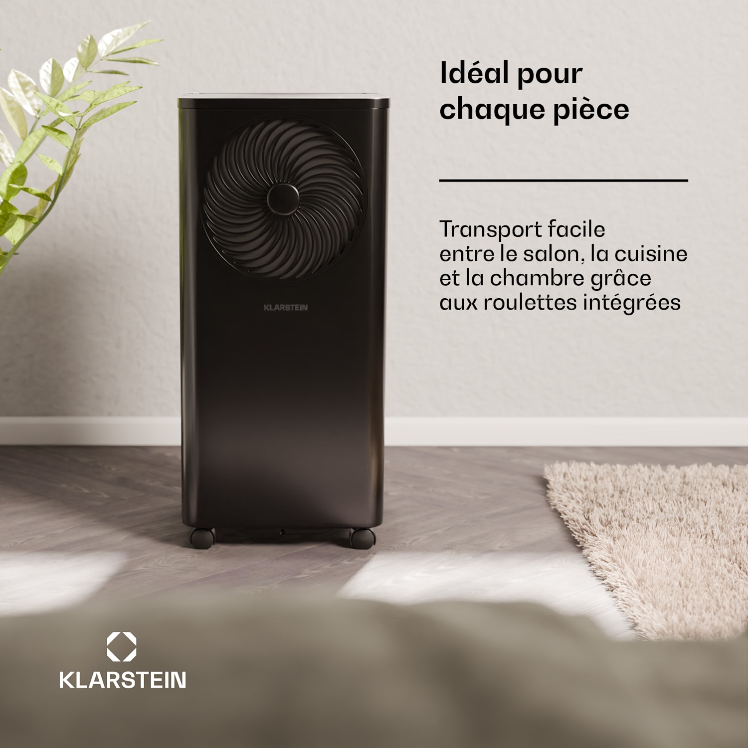 Aero Ring 7K climatiseur mobile intelligent 7 000 BTU pour max. 25 m² avec commande vocale 7.000 BTU | Noir