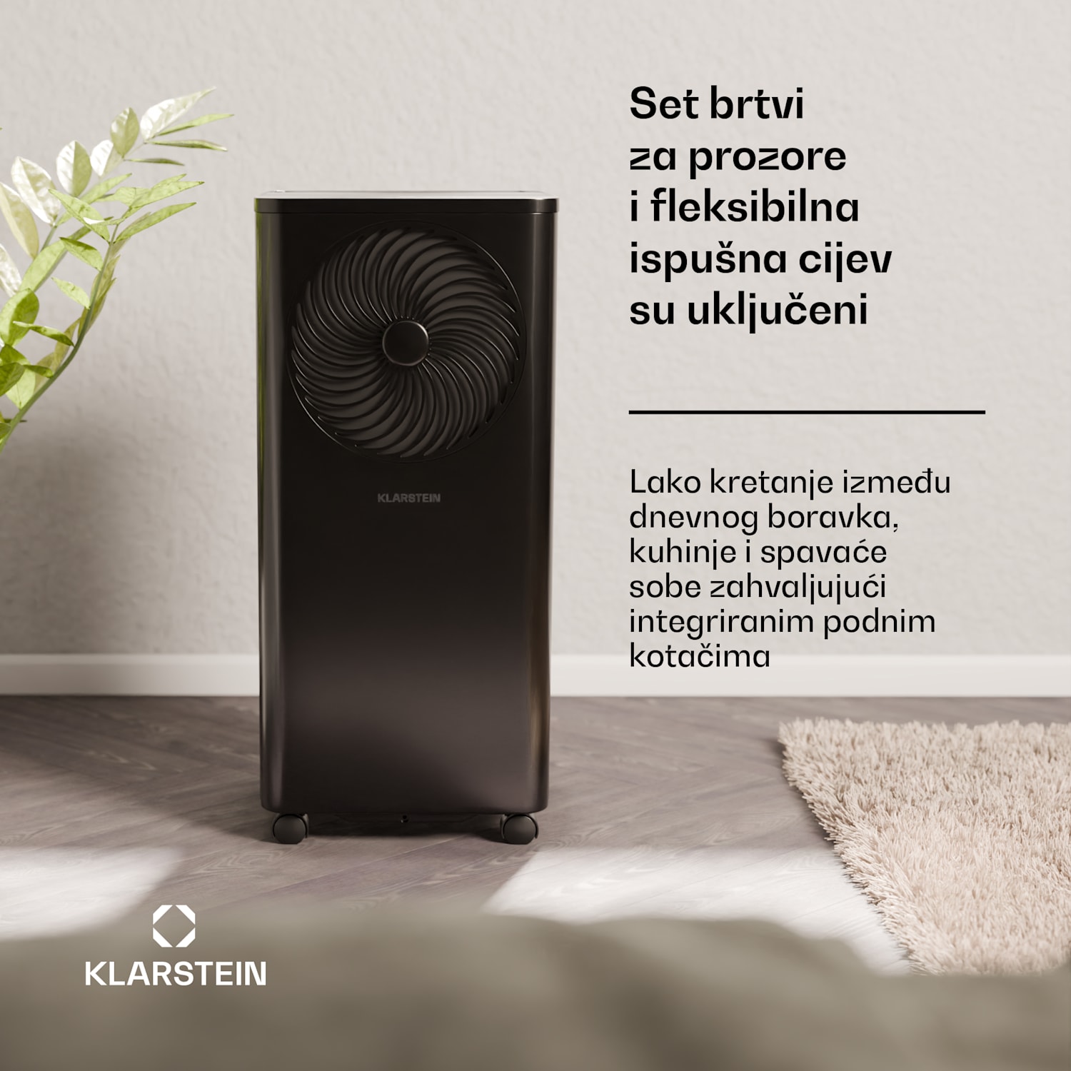 Aero Ring 7K, klima uređaj, 7.000 BTU, prijenosna i inteligentna, za maks. 25 m² s glasovnim upravljanjem 7.000 BTU | Crna