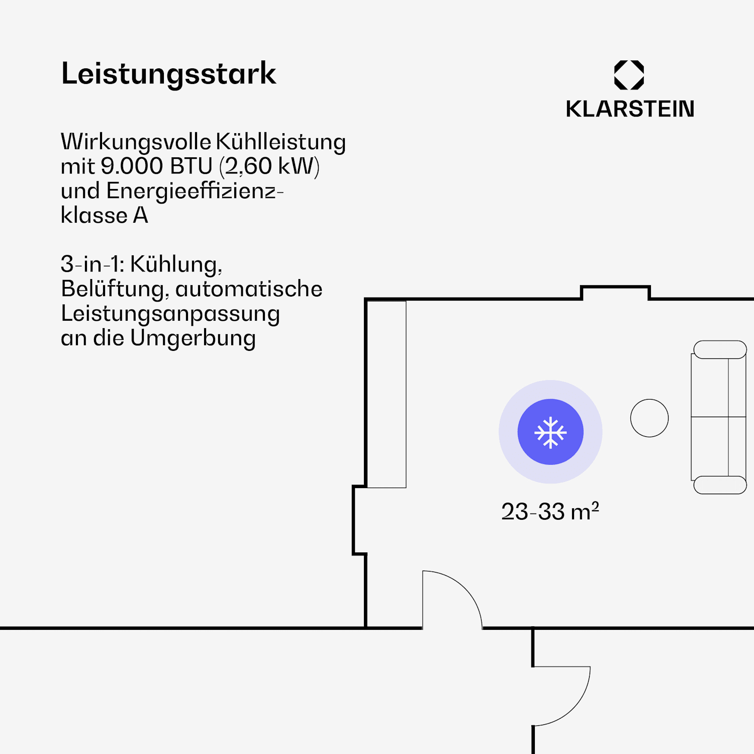 Aero Ring 9K Klimagerät 9.000 BTU mobil und smart für max. 31 m² mit Sprachsteuerung 
