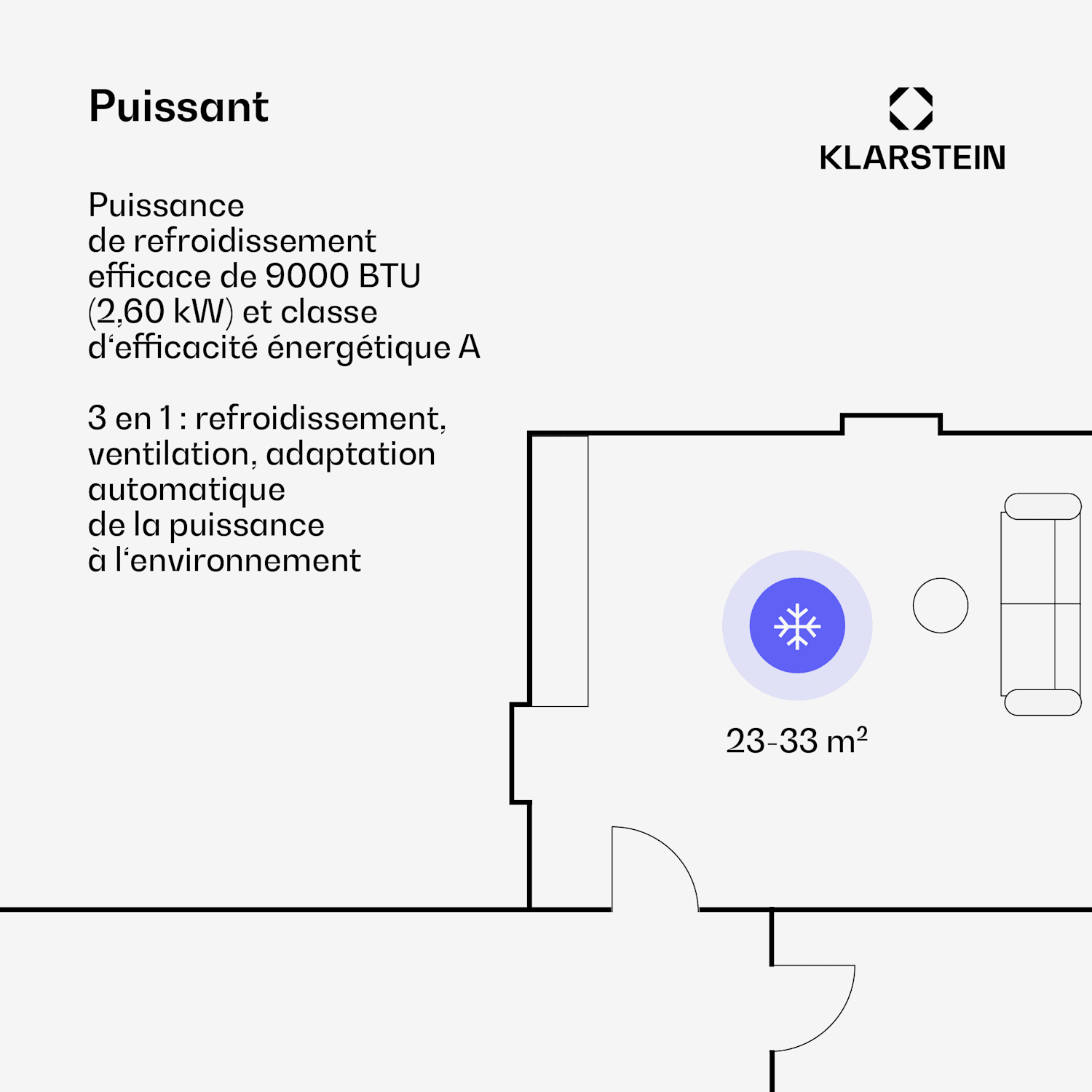 Aero Ring 9K Climatiseur 9 000 BTU mobile et intelligent pour max. 31 m² avec commande vocale 9.000 BTU | Blanc
