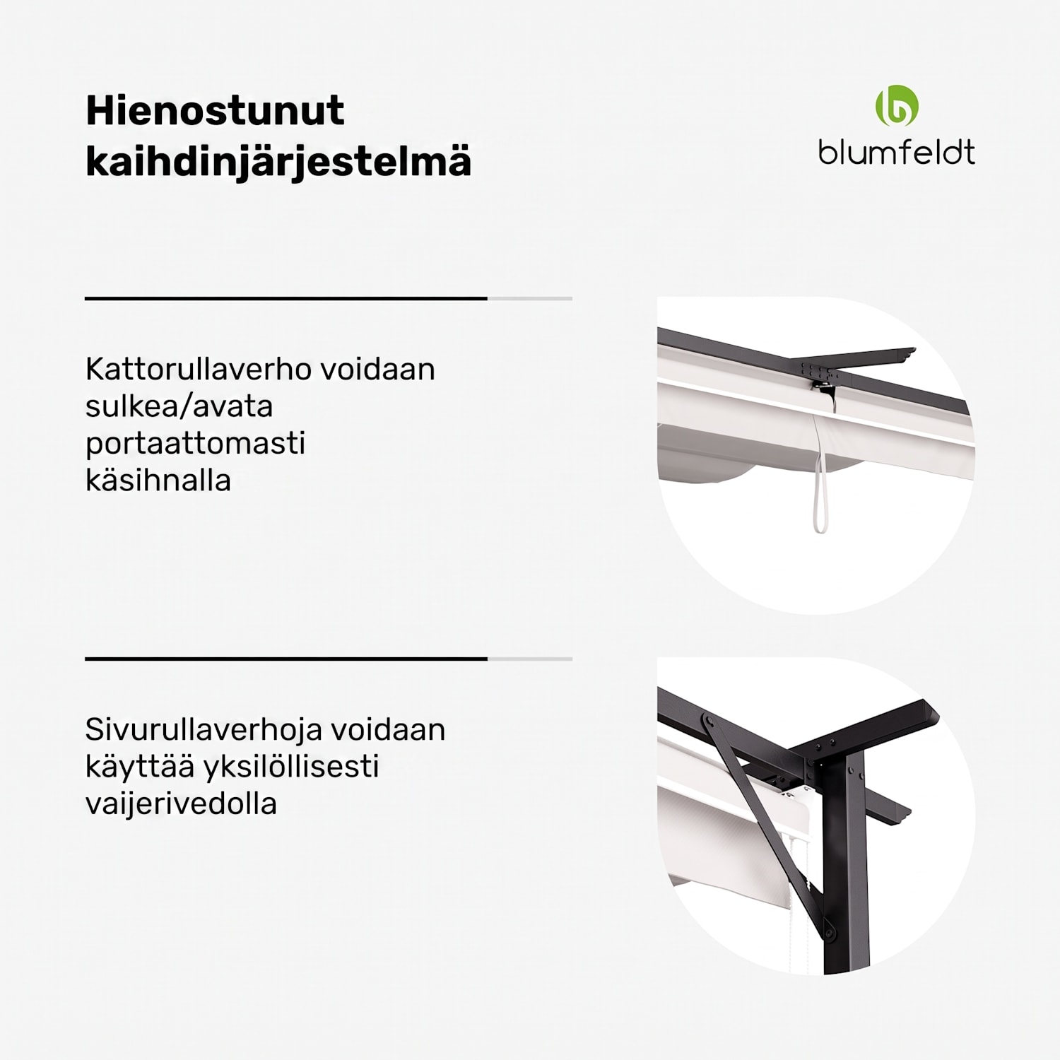 Blumfeldt Pantheon Robust pergola 3 x 3 m säänkestävä teräs jauhemaalattu sivuverhot 3 x 3 m | sivuseinillä | Beige
