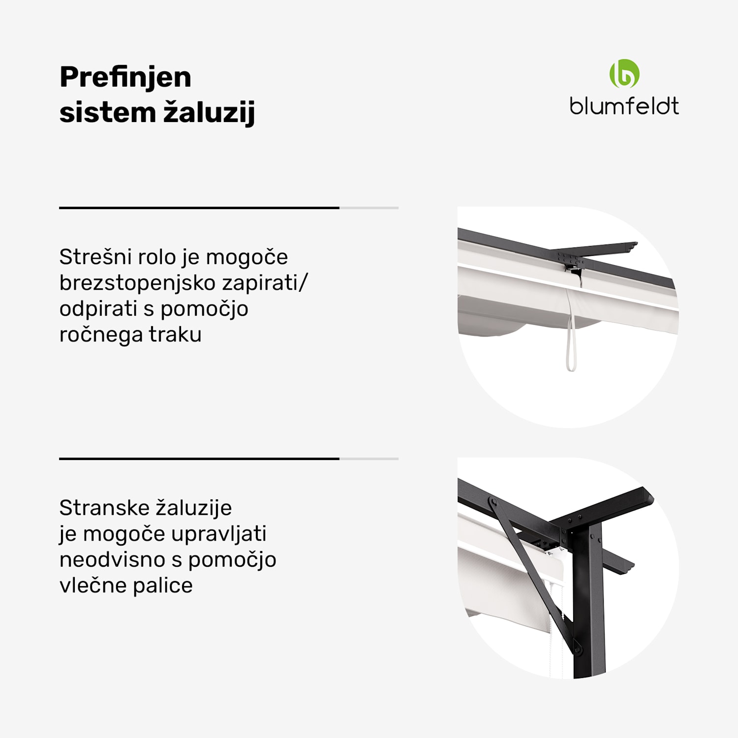 Blumfeldt Pantheon Robust, pergola, 3 x 3 m, s stranskimi žaluzijami, prašno lakirano jeklo, odporno na vremenske vplive 3 x 3 m | s stranskimi ploščami | Bež