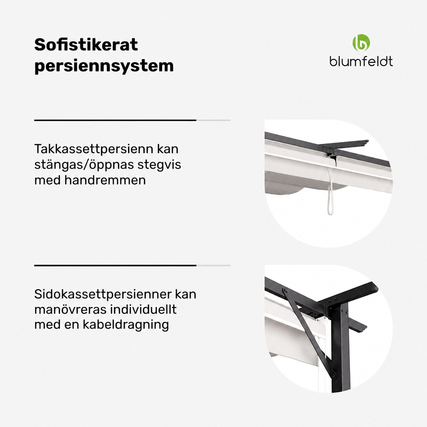 Blumfeldt Pantheon Robust Pergola 3x3 m, väderbeständig, pulverlackerat stål, rulljalusier på sidorna 3 x 3 m | Med sidoväggar | Beige
