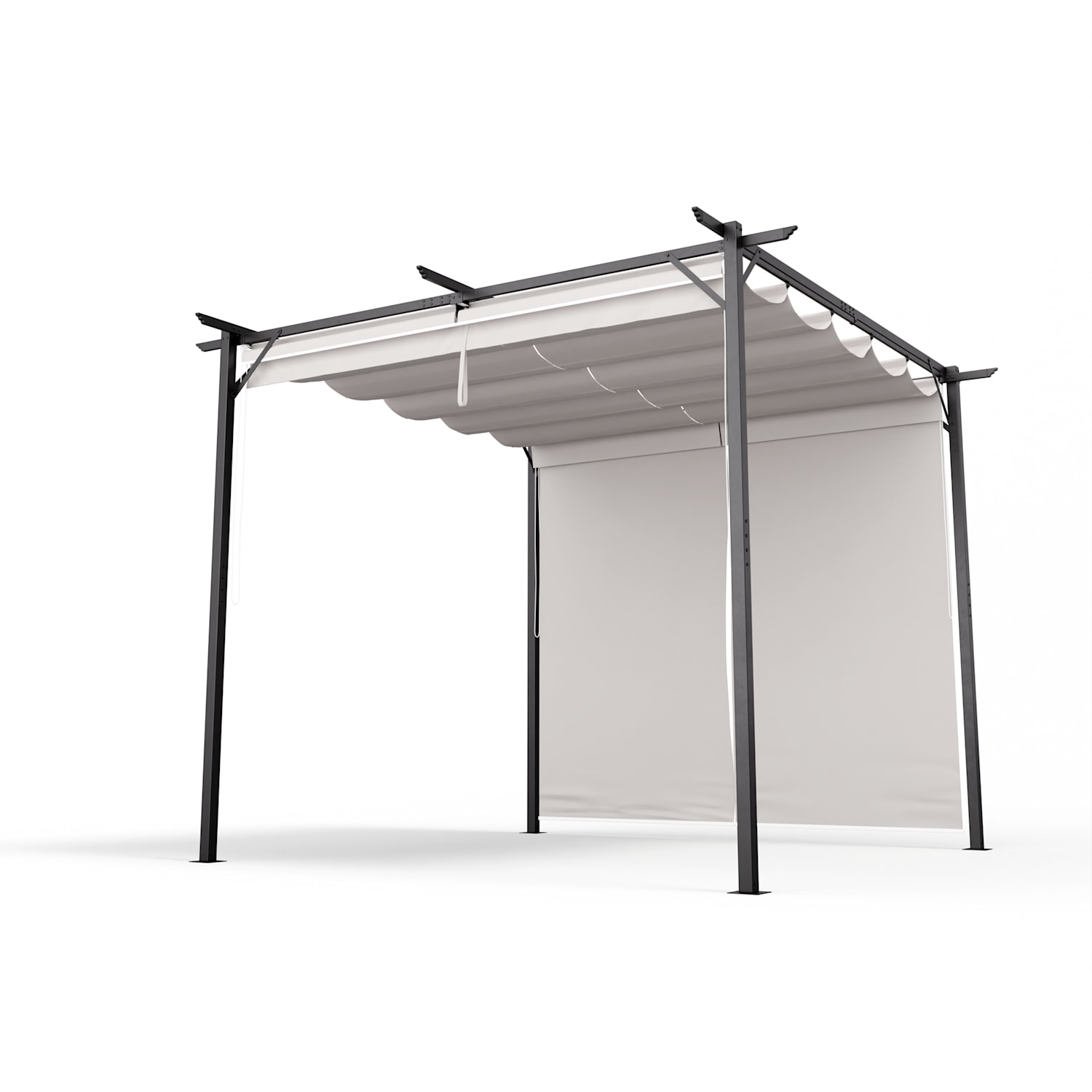 Blumfeldt Pantheon Robust Pérgola 3×3 m Persianas laterales de acero con recubrimiento de polvo resistente a la intemperie 3 x 3 m | Con paredes laterales | Beige