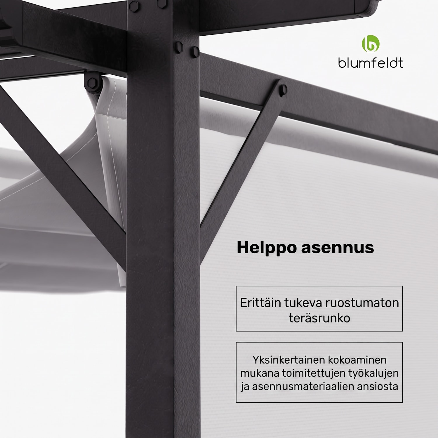 Blumfeldt Pantheon Robust pergola 3 x 4 m säänkestävä teräs jauhemaalattu sivuverhot 3 x 4 m | sivuseinillä | Beige