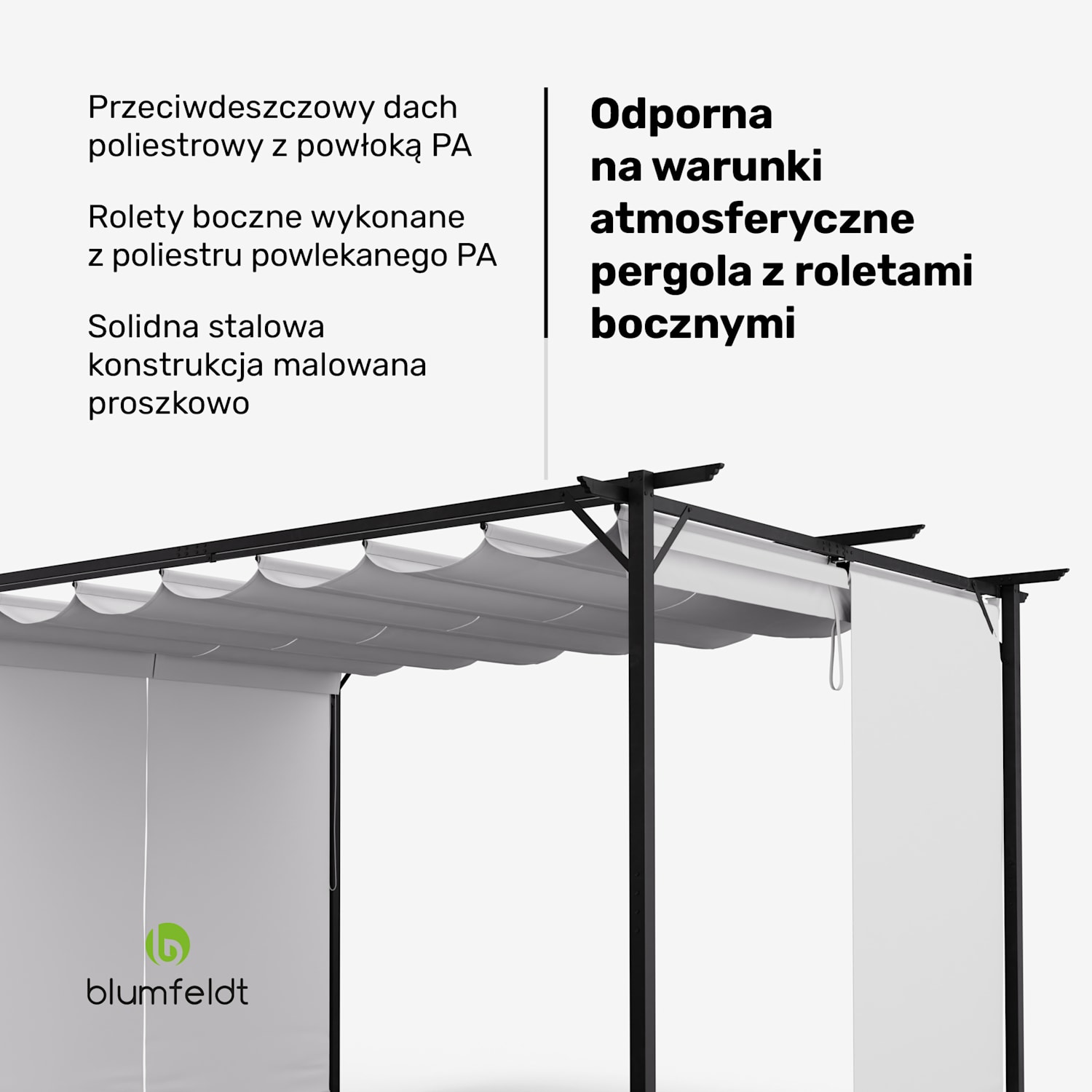 Pantheon Robust, altana ogrodowa, 3 x 4 m, rolety boczne, stal malowana proszkowo, odporność na warunki atmosferyczne 3 x 4 m | z panelami bocznymi | Beż