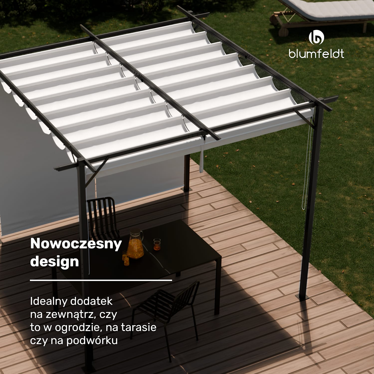 Pantheon Robust, altana ogrodowa, 3 x 4 m, rolety boczne, stal malowana proszkowo, odporność na warunki atmosferyczne 3 x 4 m | z panelami bocznymi | Beż