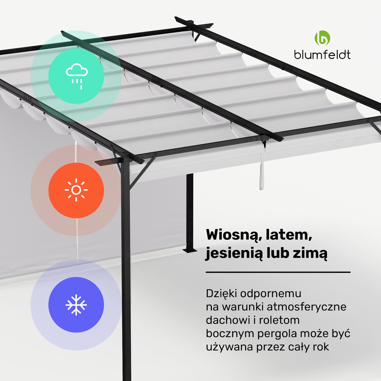 Pantheon Robust, altana ogrodowa, 3 x 4 m, rolety boczne, stal malowana proszkowo, odporność na warunki atmosferyczne 3 x 4 m | z panelami bocznymi | Beż
