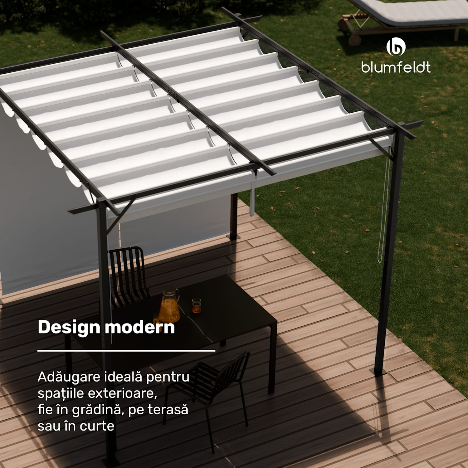 Blumfeldt Pantheon Robust, pergola, 3 x 4 m, cu jaluzele laterale, oțel acoperit cu pulbere rezistent la intemperii 3 x 4 m | cu panouri laterale | Bej