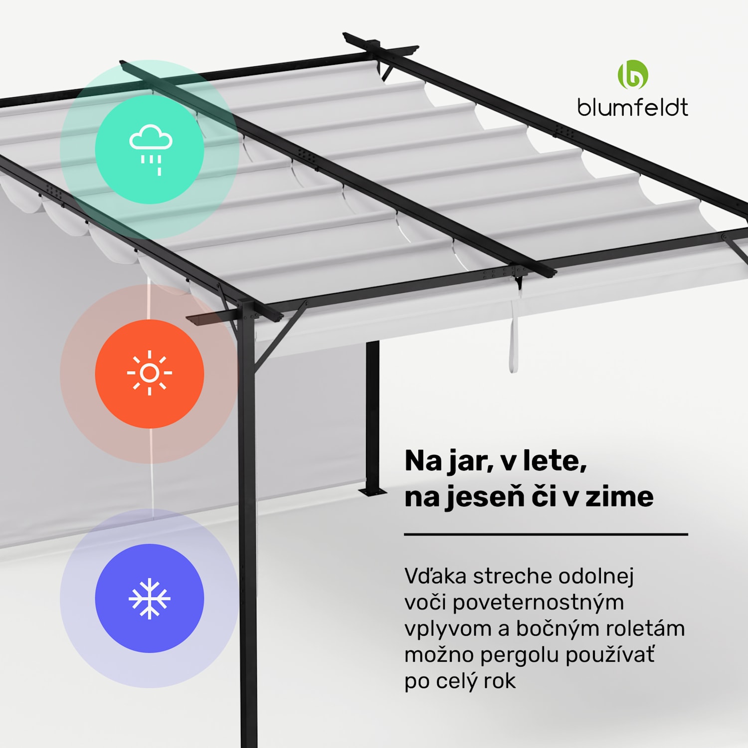 Blumfeldt Pantheon Robust, pergola, 3 x 4 m, s bočnými roletami, práškovo lakovaná oceľ odolná voči poveternostným vplyvom 3 x 4 m | s bočnými panelmi | Béžová